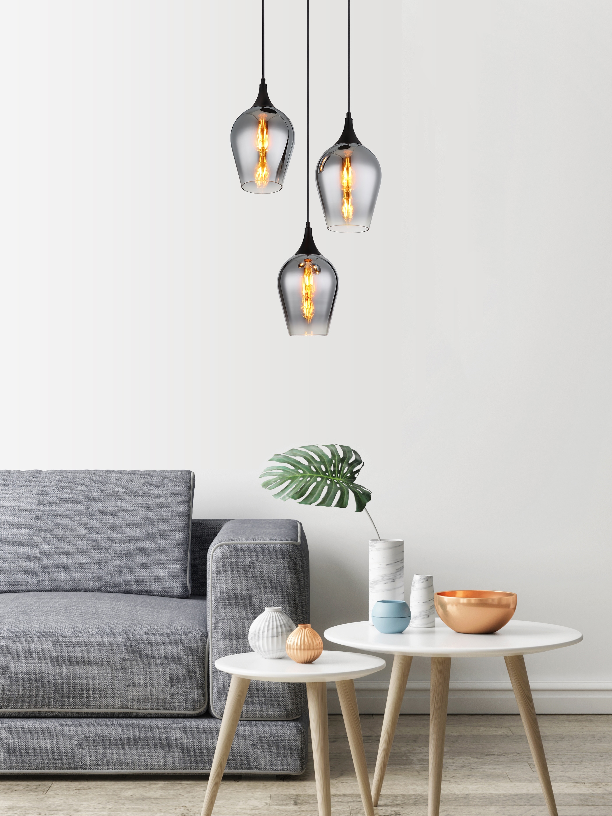 GLOBO LIGHTING Hängeleuchte »LAVUS«, Leuchtmittel E27 | ohne Leuchtmittel, Hängelampe/Pendelleuchte/Glas rauchfarben/Höhe kürzbar/Esstisch