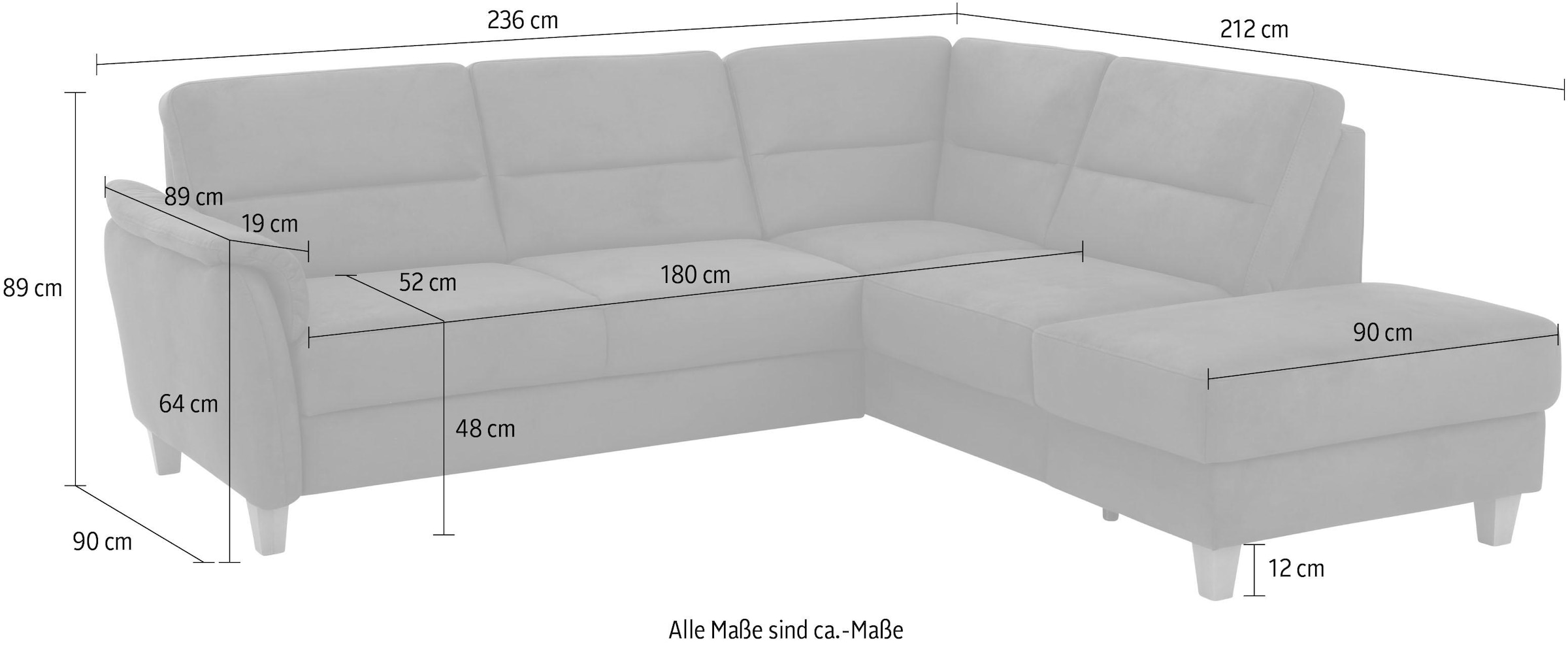 Home affaire Ecksofa »Palmera L-Form«, Federkern, wahlweise mit Bettfunktion und mit/ohne Stauraum