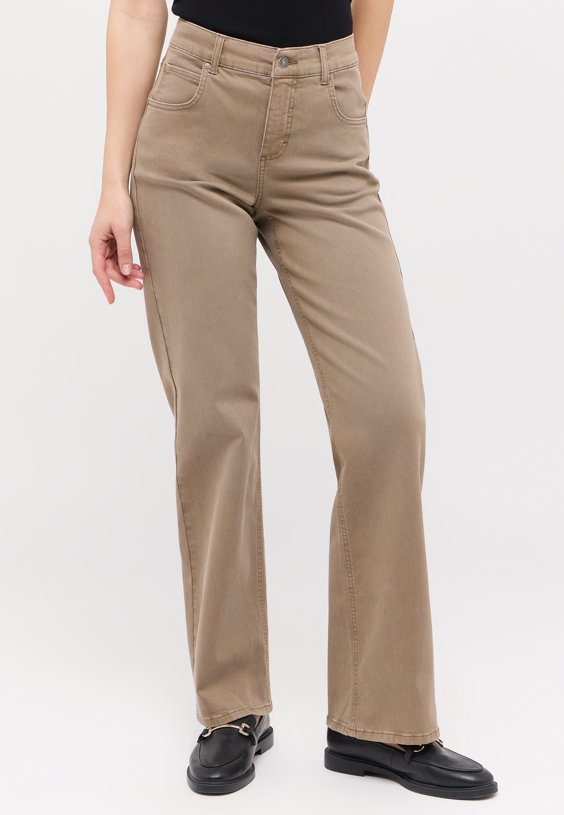 ANGELS Stretch-Jeans "LARA" weite Passform, aus Baumwollmischung, mit Metallreißverschluss