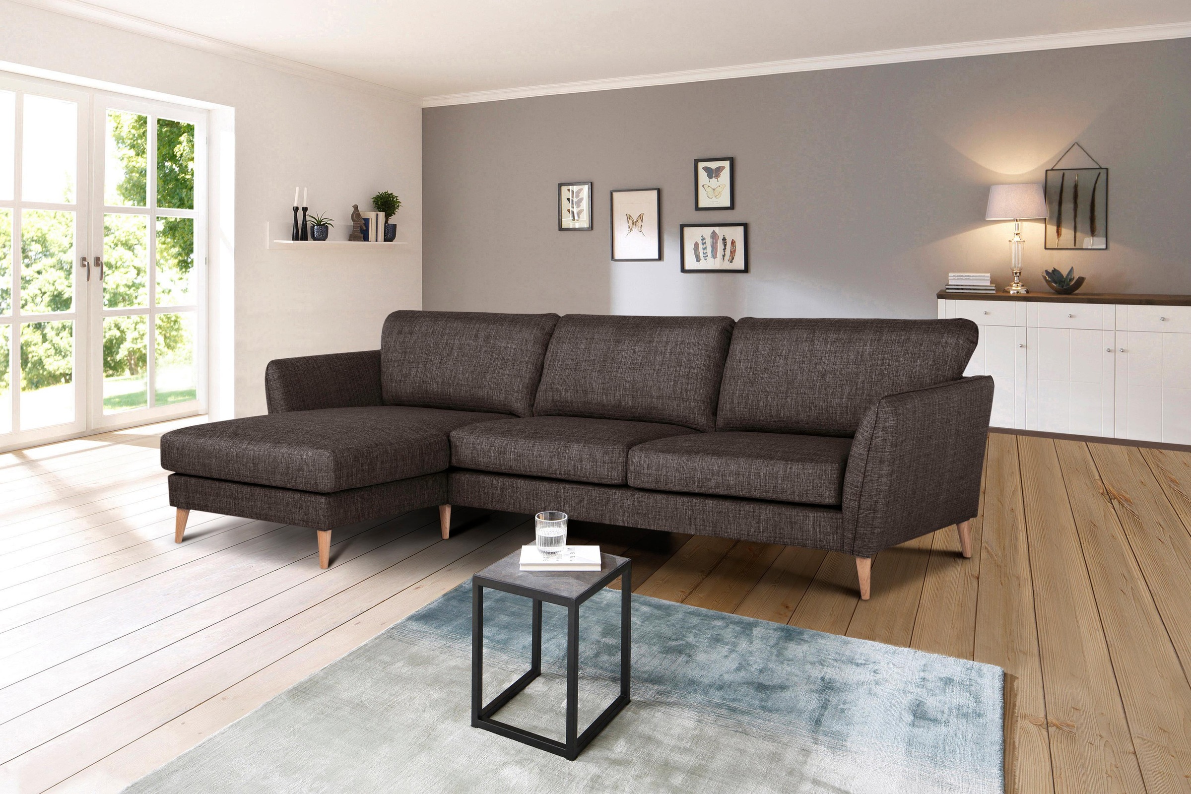 Home affaire Ecksofa »Meersburg, L-Form,«, mit Holzfüßen