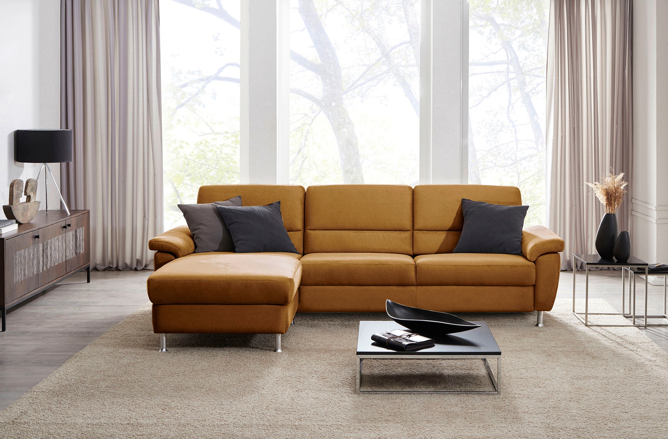 CALIZZA INTERIORS Ecksofa »Onyx L-Form«, Recamiere links oder rechts, wahlweise mit Bettfunktion, Breite 270 cm