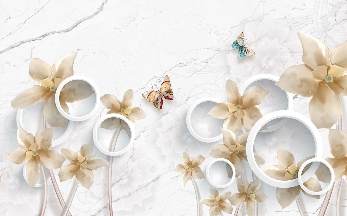 Papermoon "Muster mit Blumen und Schmetterlingen"