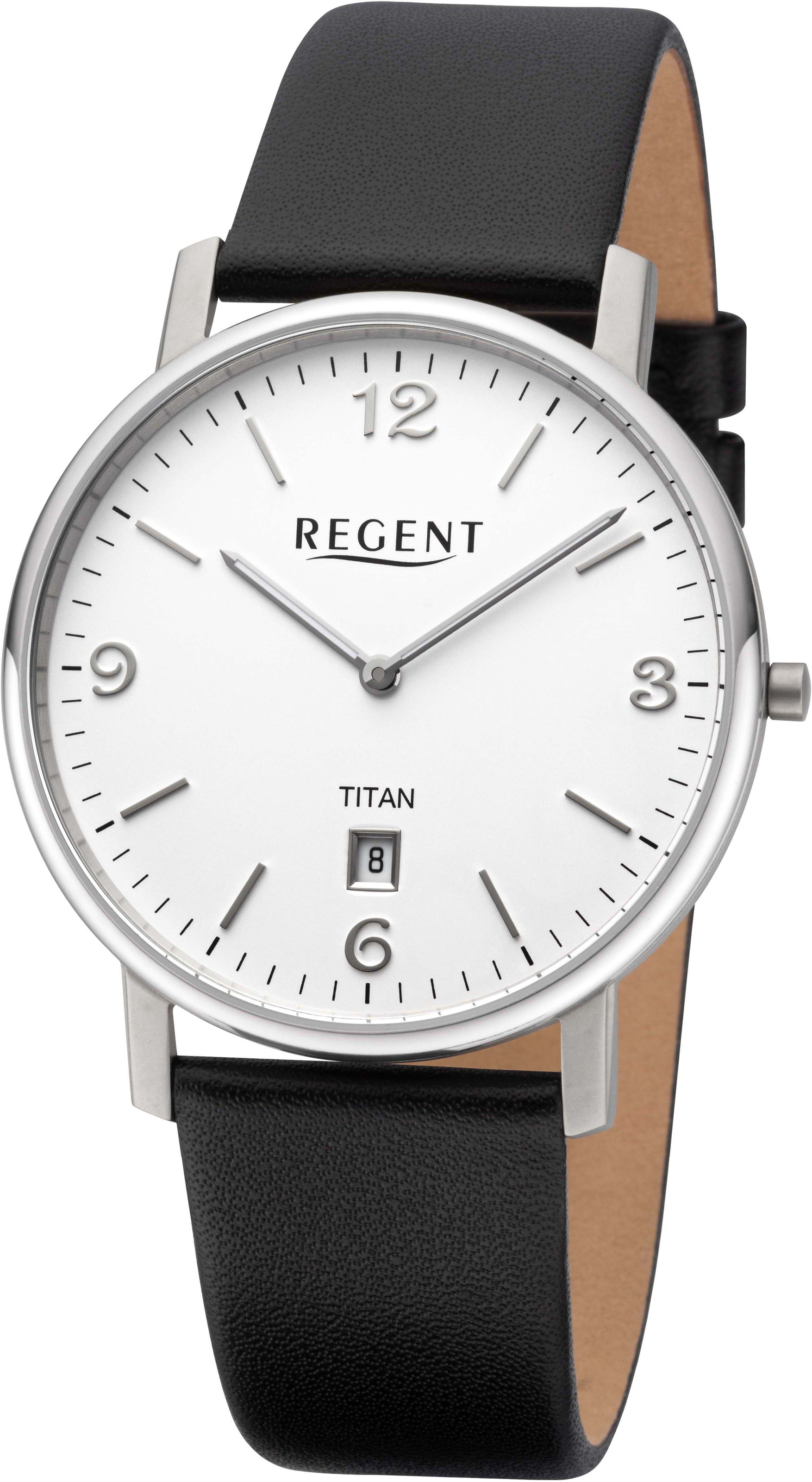 Regent Quarzuhr »11190198 - 330400U/260BK«, Armbanduhr, Herrenuhr, Datum, Mineralglas, analog