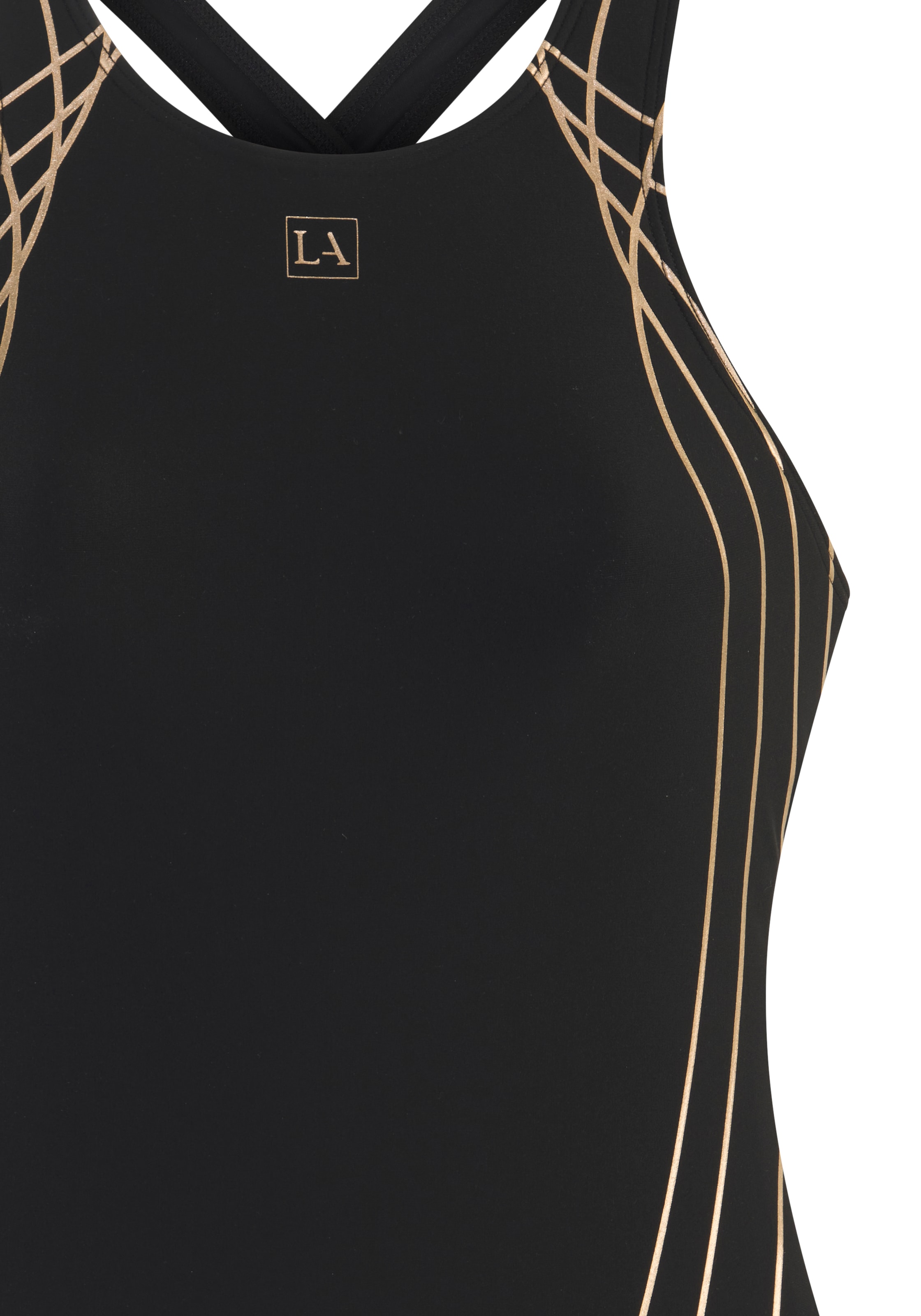 LASCANA ACTIVE Badeanzug, mit goldfarbenen Linien