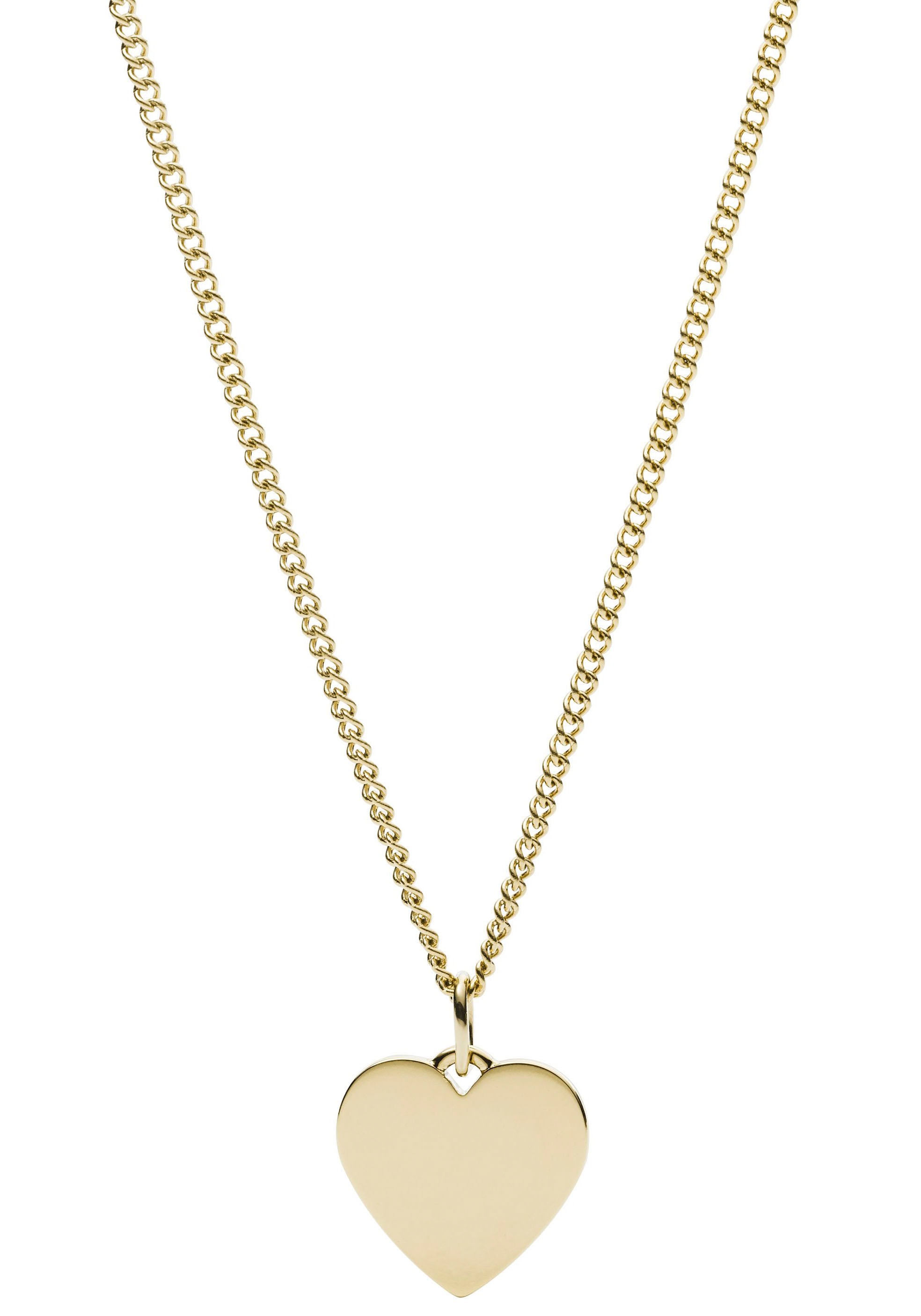 Kette mit Anhänger FOSSIL "Schmuck Edelstahl DREW HEART VINTAGE ICONIC Herz", gold (gelbgoldfarben), Halsketten, Damen, Edelstahl, L: 51 2