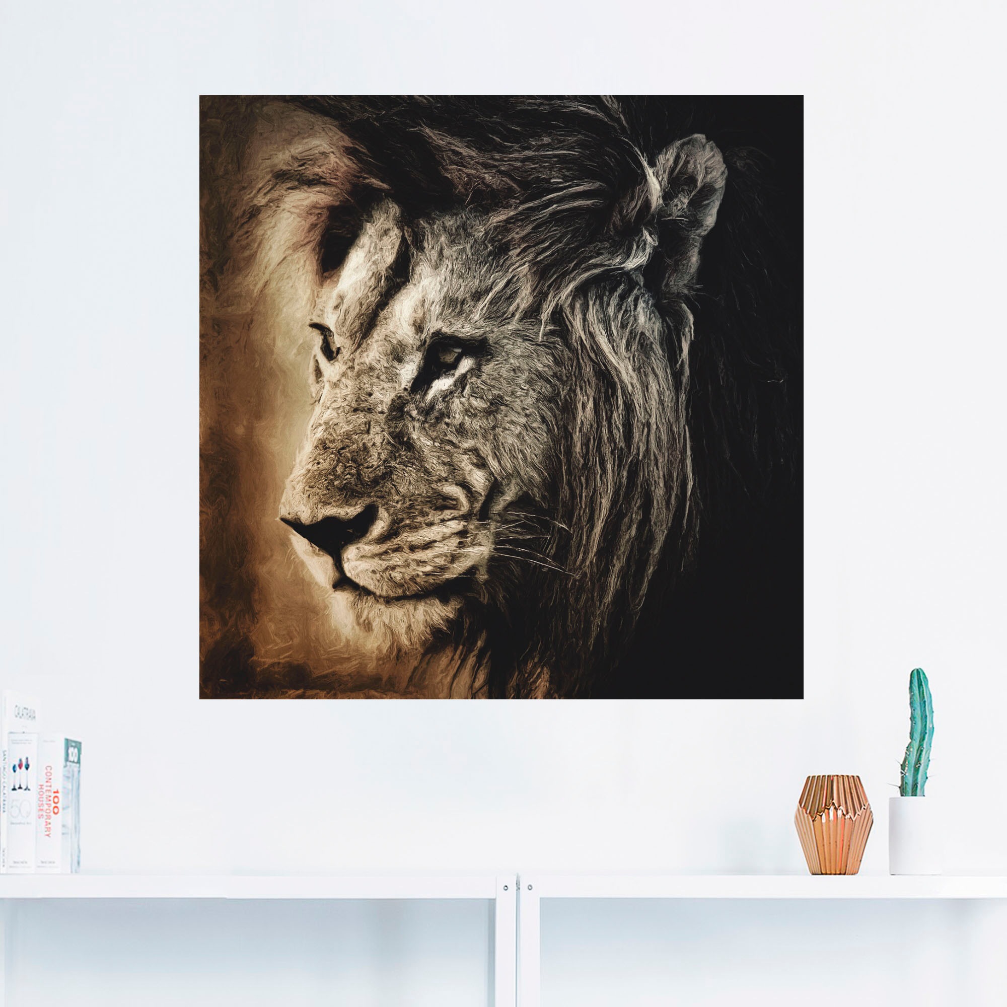 Artland Leinwandbild »Löwe II«, Wildtiere, (1 St.), auf Keilrahmen gespannt