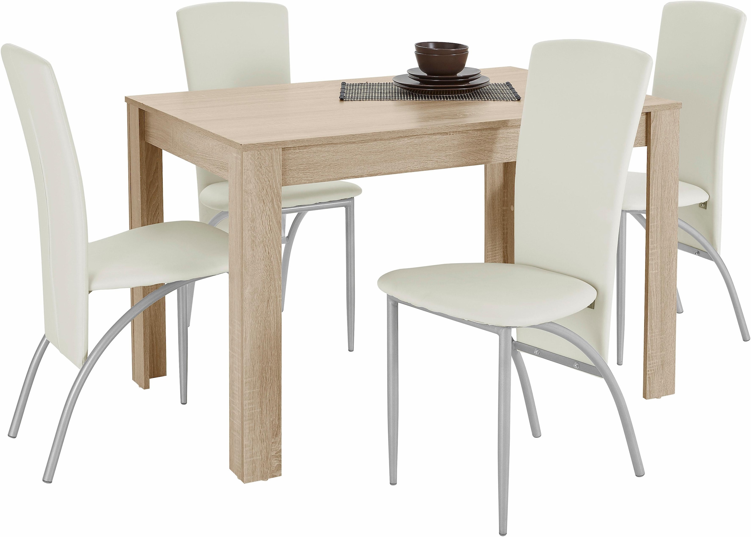 INOSIGN Essgruppe, (Set, 5 tlg.), Tischbreite 120 cm in eichefarben sägerau