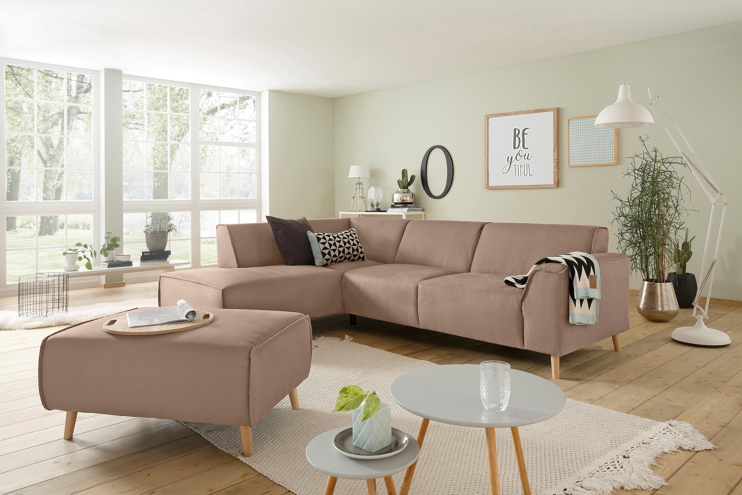 Home affaire Hocker »Julia«, mit Keder und Holzfüßen