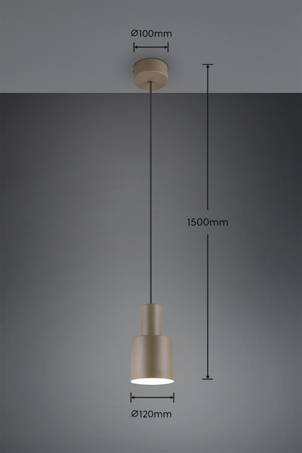 TRIO Leuchten Pendelleuchte »AGUDO, Hängelampe 1-flammig, exkl 1xE27 max 10W, höhenverstellbar« E27 1 Stk. warmweiß - kaltweiß Hängelampe Ø 12cm, bis max 150cm Abhängung, Küche Esszimmer Wohnzimmer
