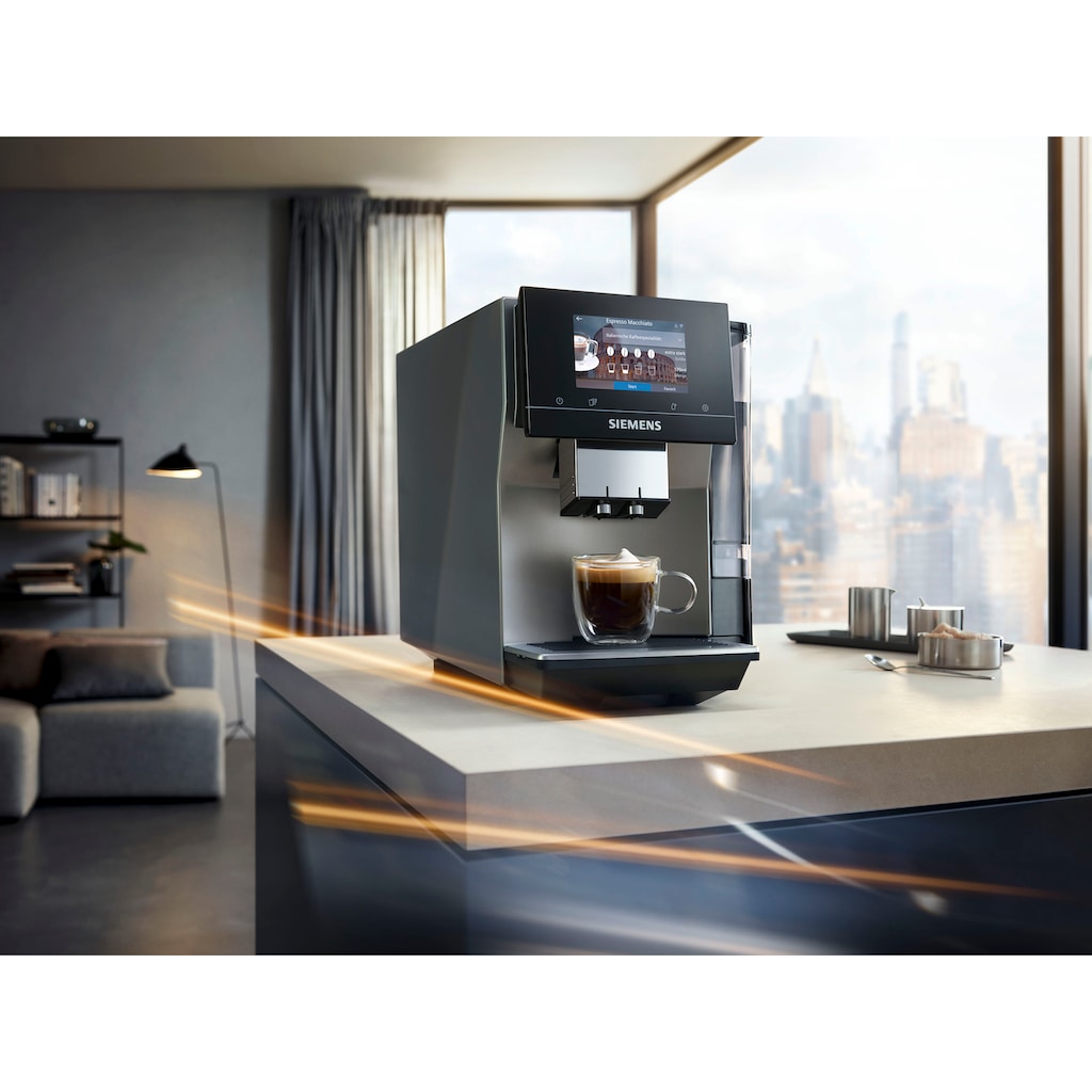 SIEMENS Kaffeevollautomat »EQ.700 Inox silber metallic TP705D47«, Full-Touch-Display, bis 10 Profile speicherbar, Milchsystem-Reinigung