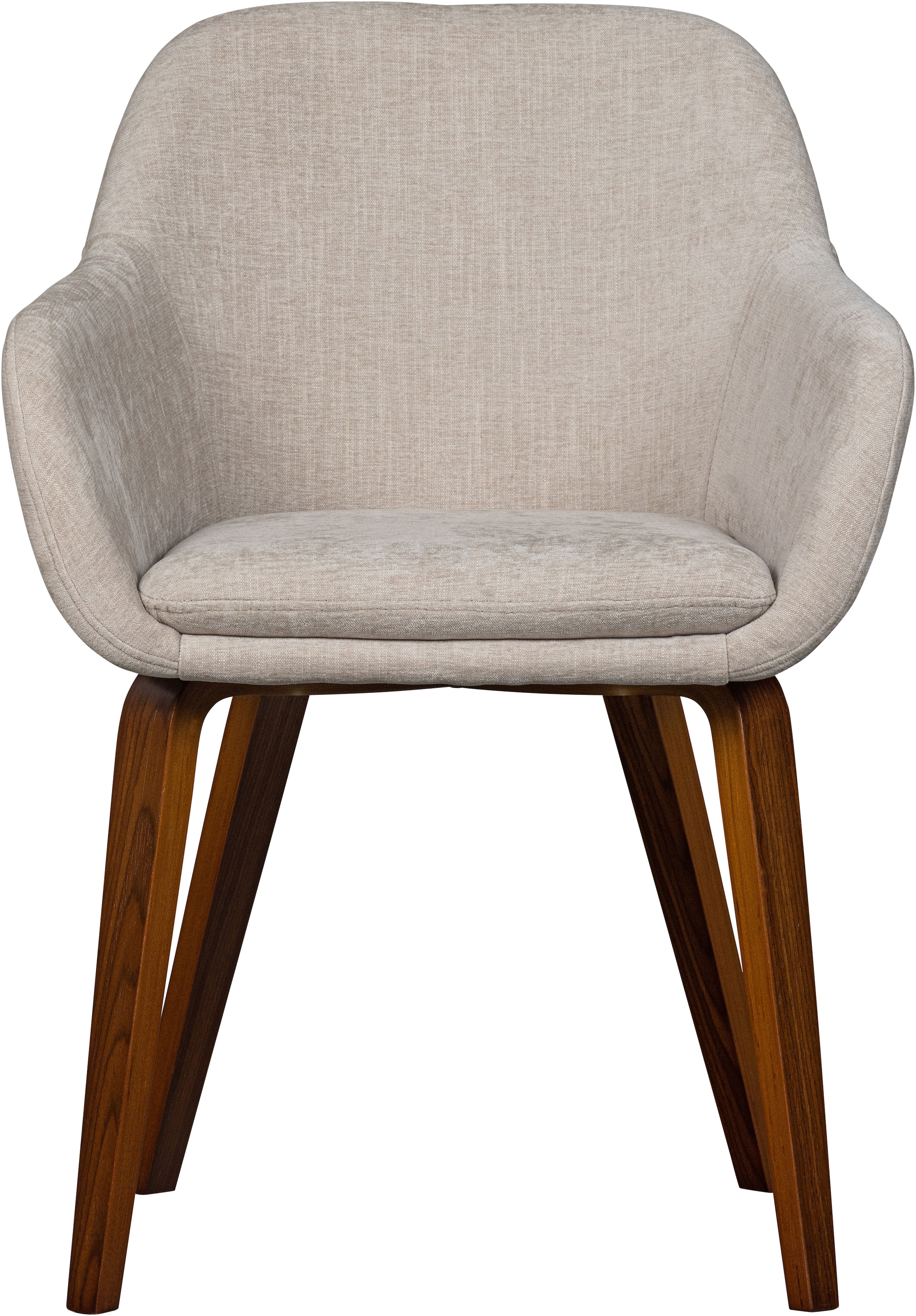 WOOOD Esszimmerstuhl »Base mit Velvet-Melange-Bezug, B 58 x T 58 x H 80 cm« (Set) 2 Stk.Walnussfurnier-Gestell, Armlehnen integriert, Tragkraft 100 kg