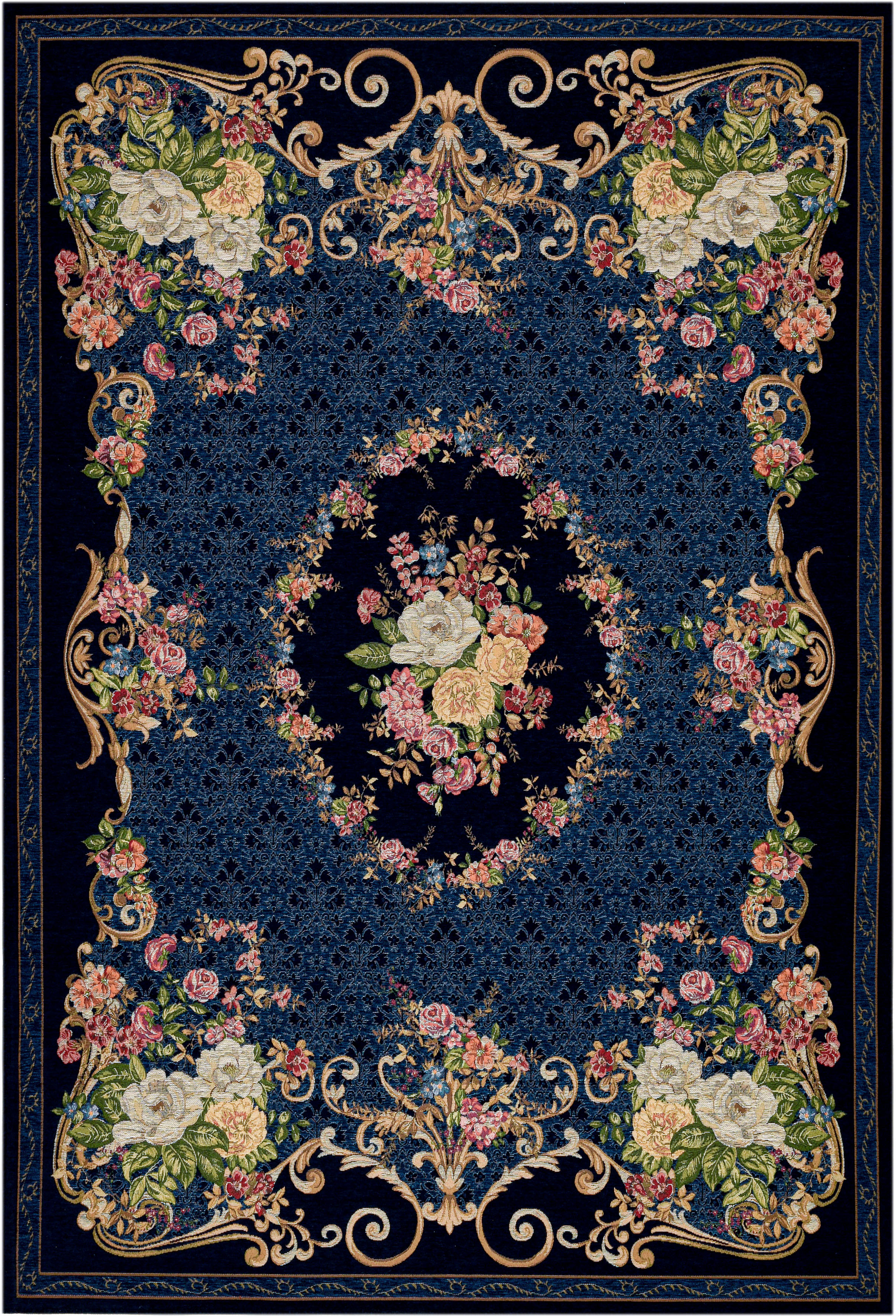 THEKO 1100000002199 "Flomi Floral" rechteckig 3 mm Höhe gewebt, Blumen Design, ideal im Wohnzimmer & Schlafzimmer