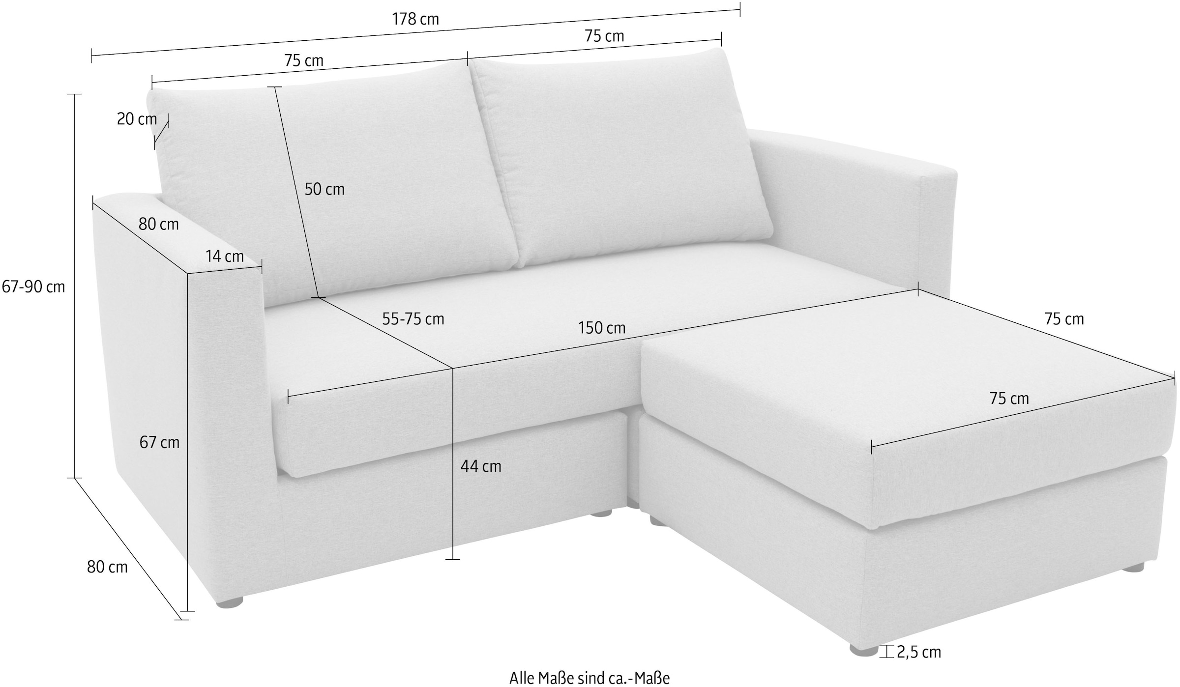 DOMO collection 2-Sitzer »800015, als Sitzmöbel oder Schlafgelegenheit nutzbar, Schlafsofa«, Sitzfläche mit Federkern, inkl. 2 Rückenkissen
