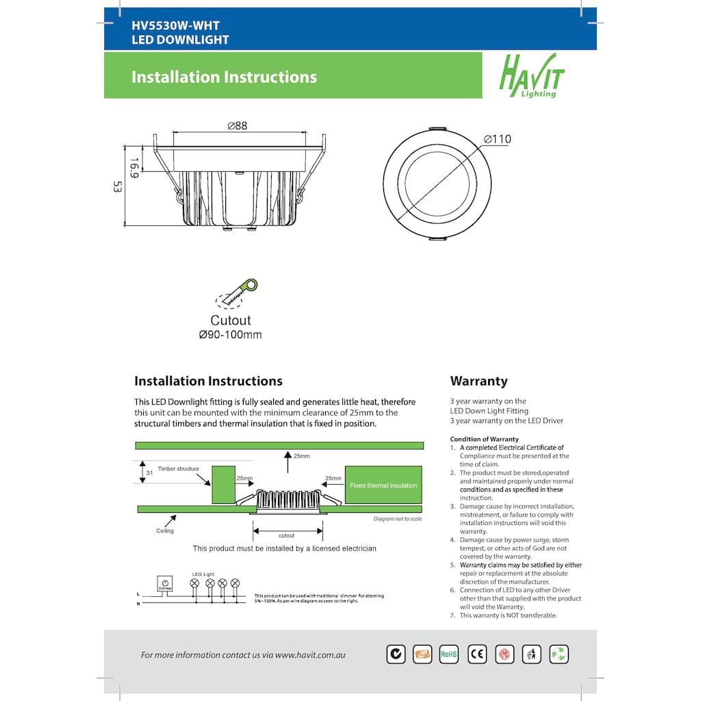 Havit Lighting LED Deckenleuchte »ORA«, LED fest integriert, hohe Schutzklasse IP44