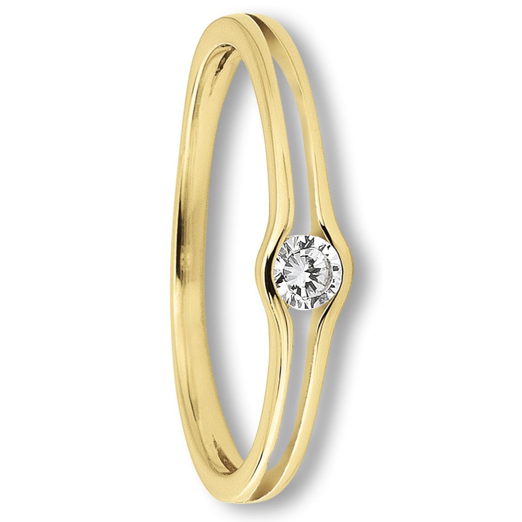 ONE ELEMENT Damen Goldring "Zirkonia Ring aus 333 Gelbgold", 54,mit Zirkonia, Gelbgold 333 Gold, gold, Gelbgold 333, Gold, Fingerringe, Kleines