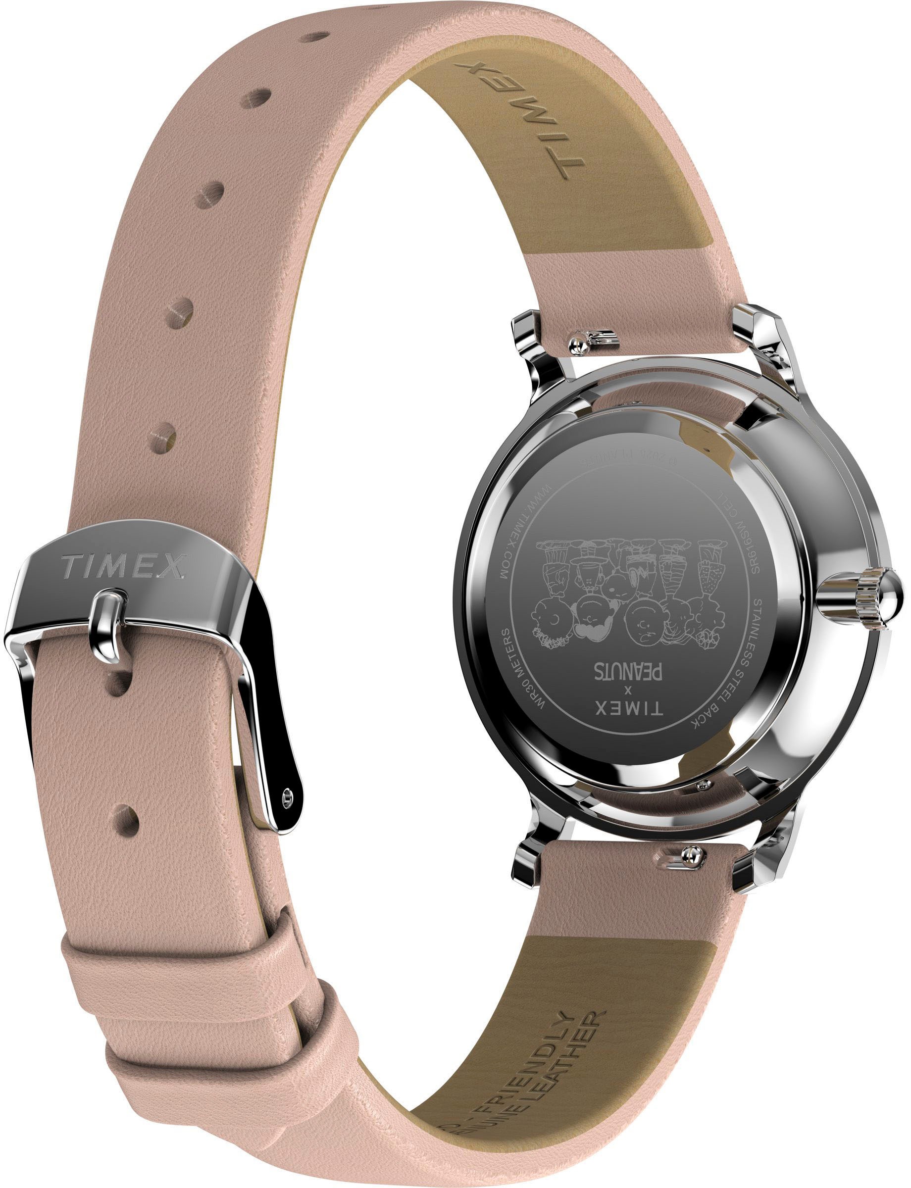 Timex Quarzuhr »PEANUTS TRANSCEND«, Armbanduhr, Damenuhr,Lederarmband, Leuchtzeiger