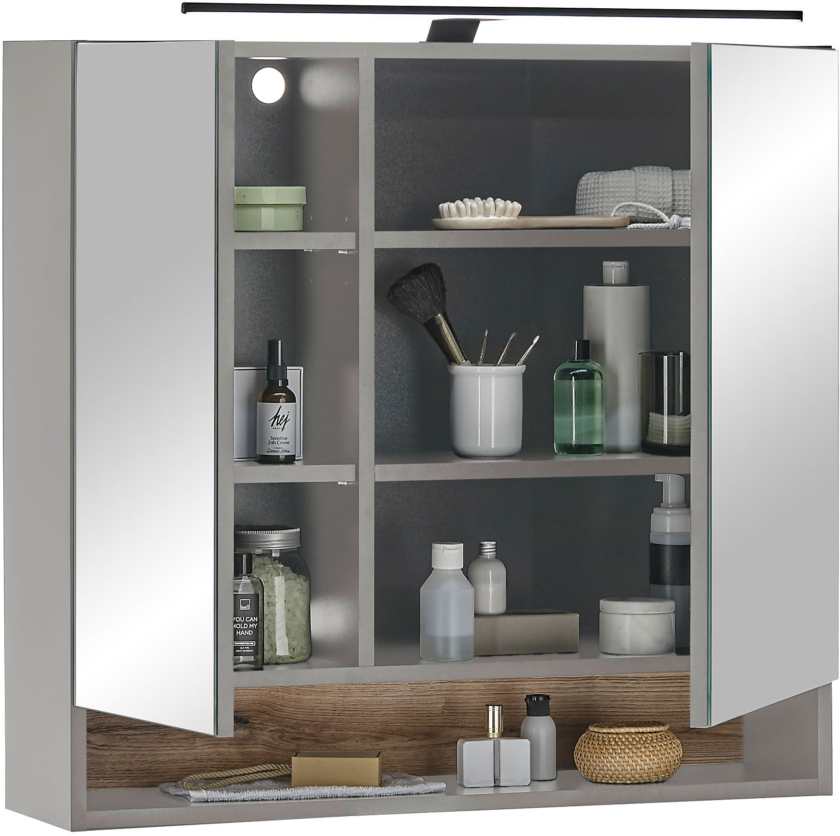 BASIC by Balculina Spiegelschrank »Denver Spiegelschrank, Badezimmerschrank BxHxT 80x75x22«, (1 St.), Breite 80 cm, Tür L/R montierbar, Softclose
