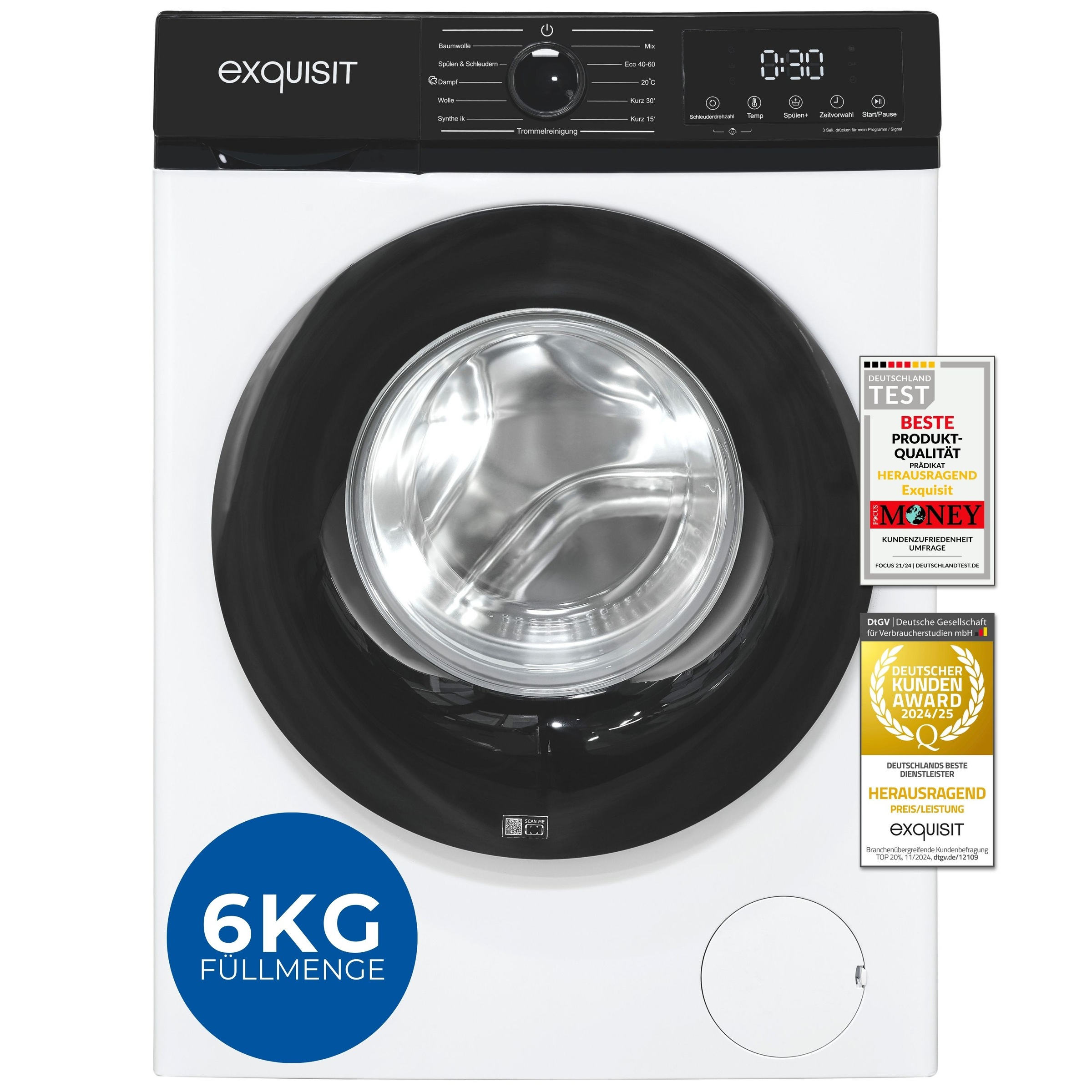 exquisit Waschmaschine "WA6312-370A weiss" 6 kg 1200 U/min 6 kg, 11 Program günstig online kaufen
