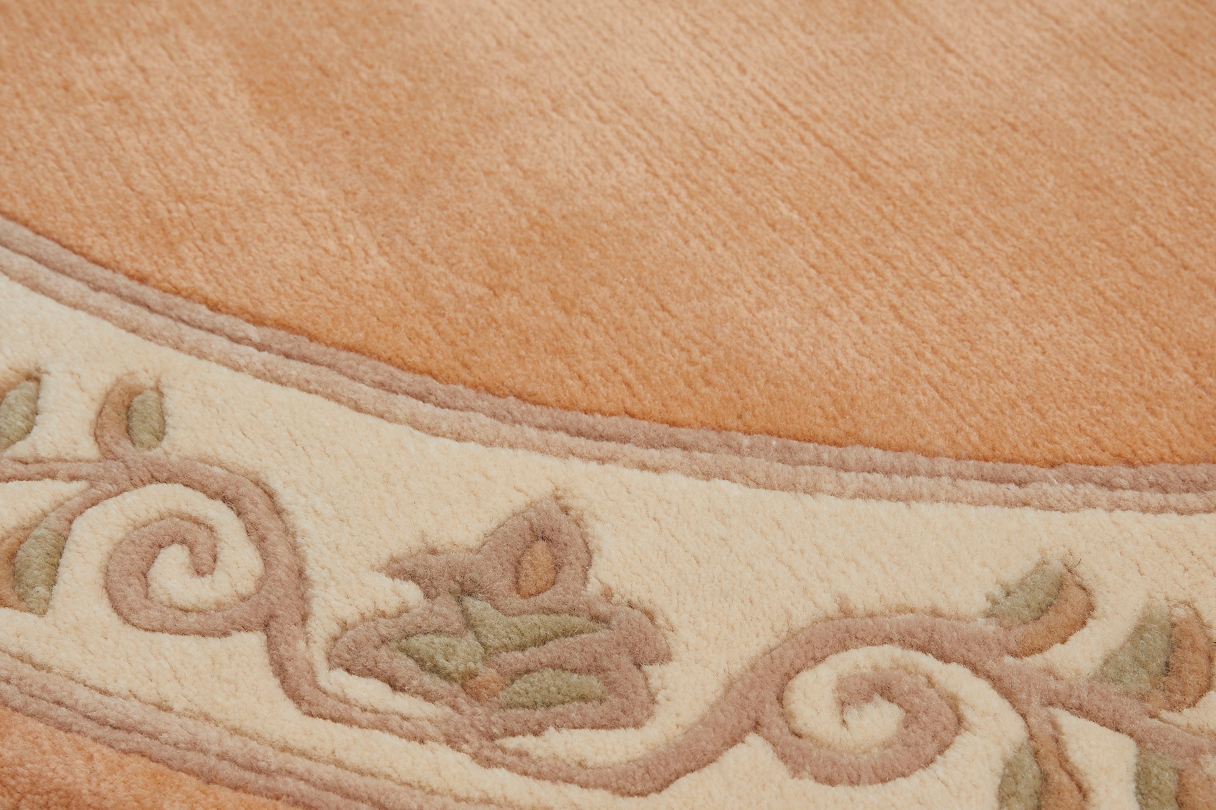 LUXOR living Wollteppich »Adour«, rund, 18 mm Höhe, reine Wolle, handgeknüpft, mit Bordüre und Fransen, Wohnzimmer