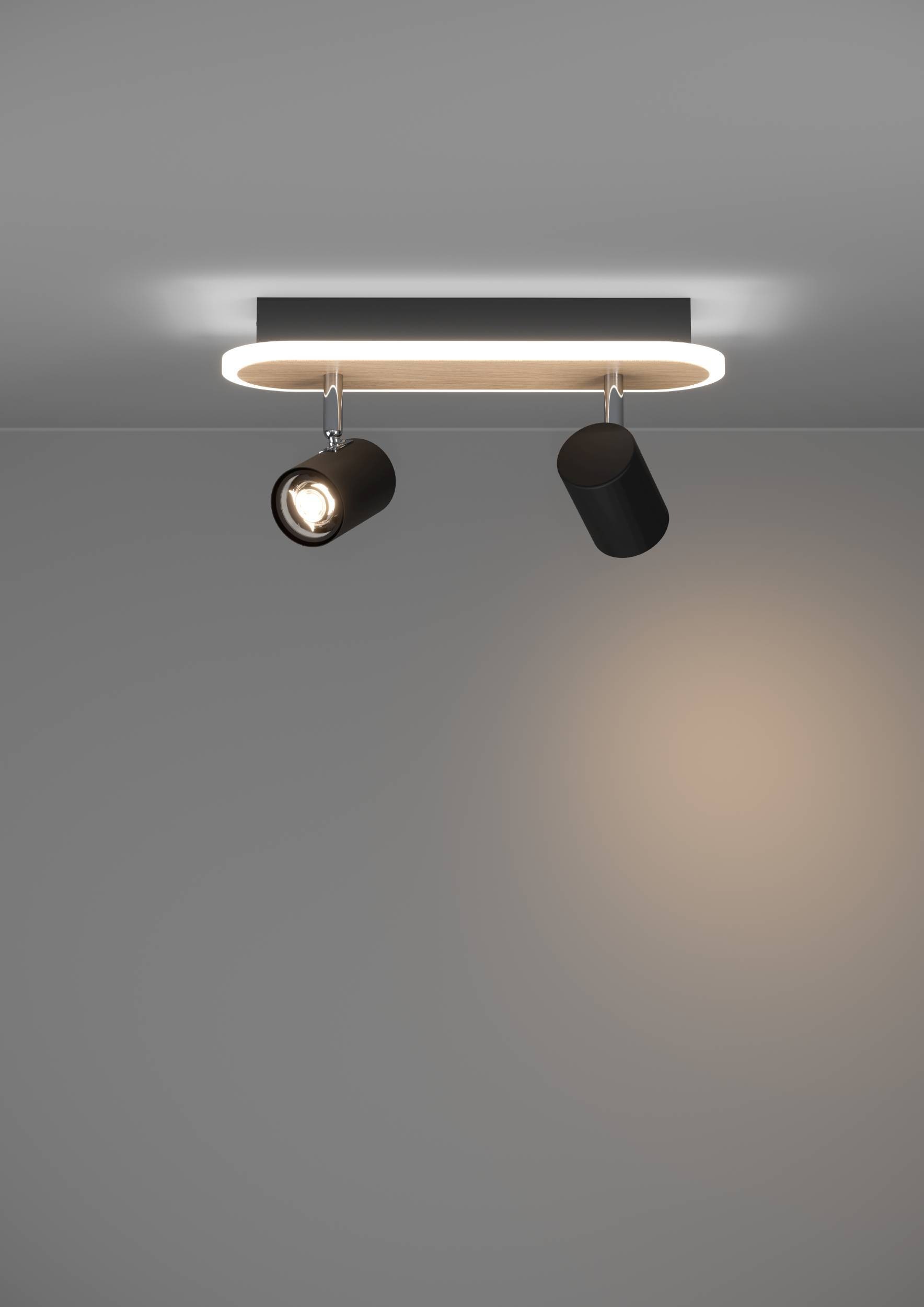EGLO Deckenleuchte »Rimbocchi Deckenlampe, Metall und Holz-Optik, Spotbalken schwenkbar« LED-Modul 1 Stk. Warmweiß Spot - L34 x B10 x H15 cm - schwarz, braun - 12W inkl.