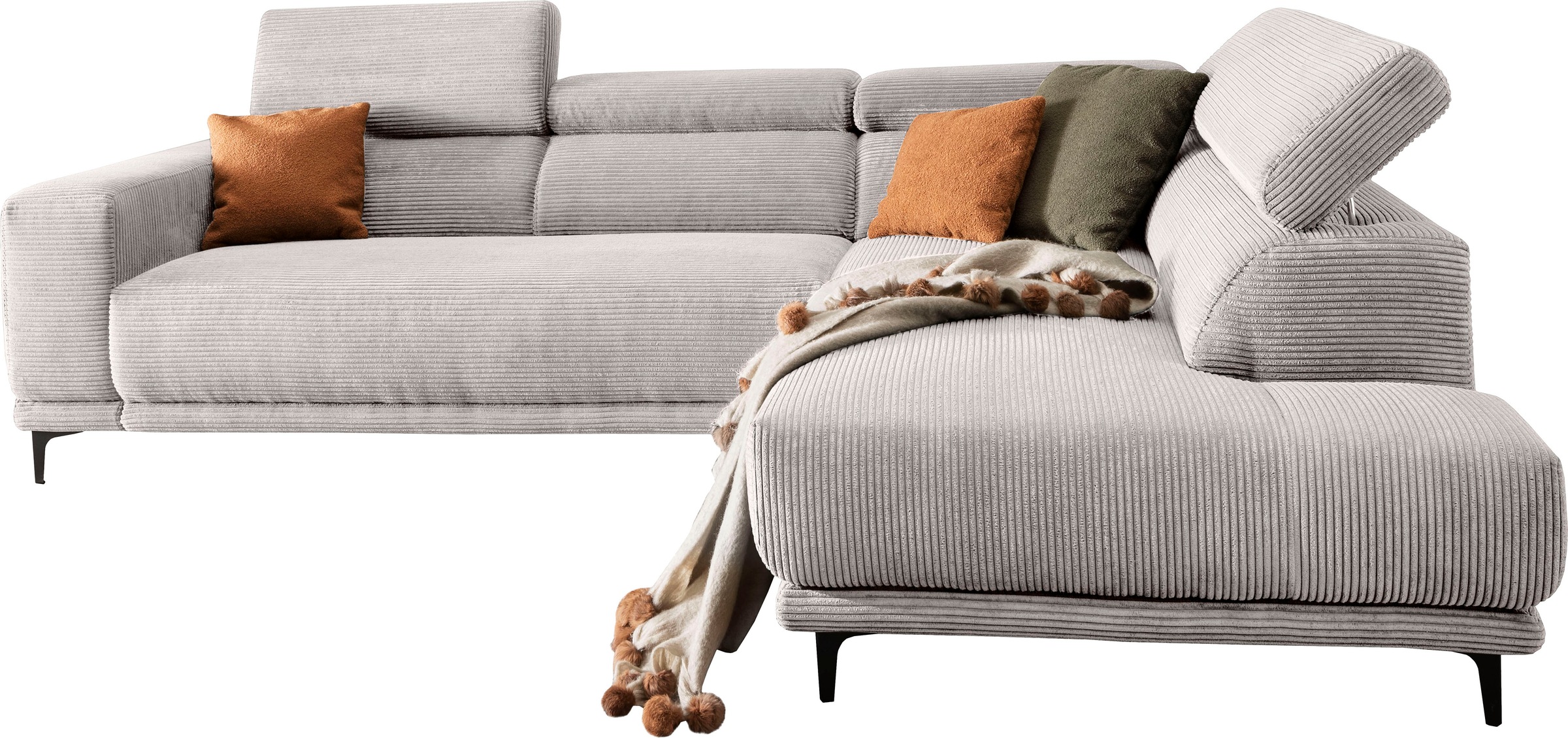 alina Ecksofa »Hikari«, wahlweise mit Sitzvorzug, in modernem Cordstoff, Breite 302 cm