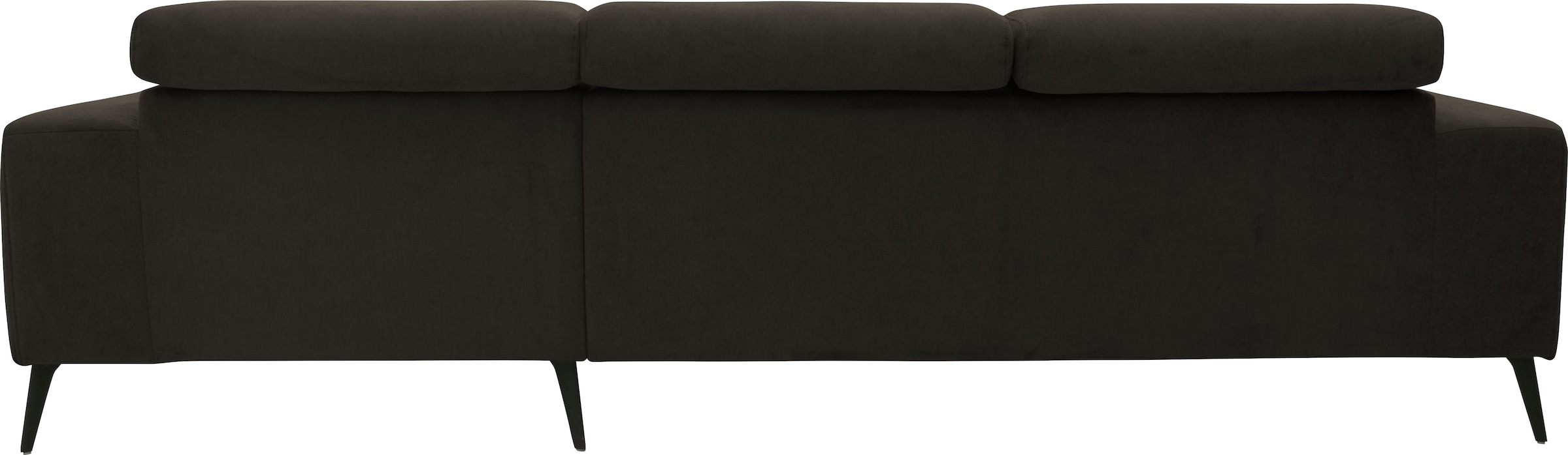 DOMO collection Ecksofa »Trento L-Form, mit Kufenfuß oder Einzelfuß«, wahlweise mit Kopfteilverstellung, Recamiere links/rechts bestellbar