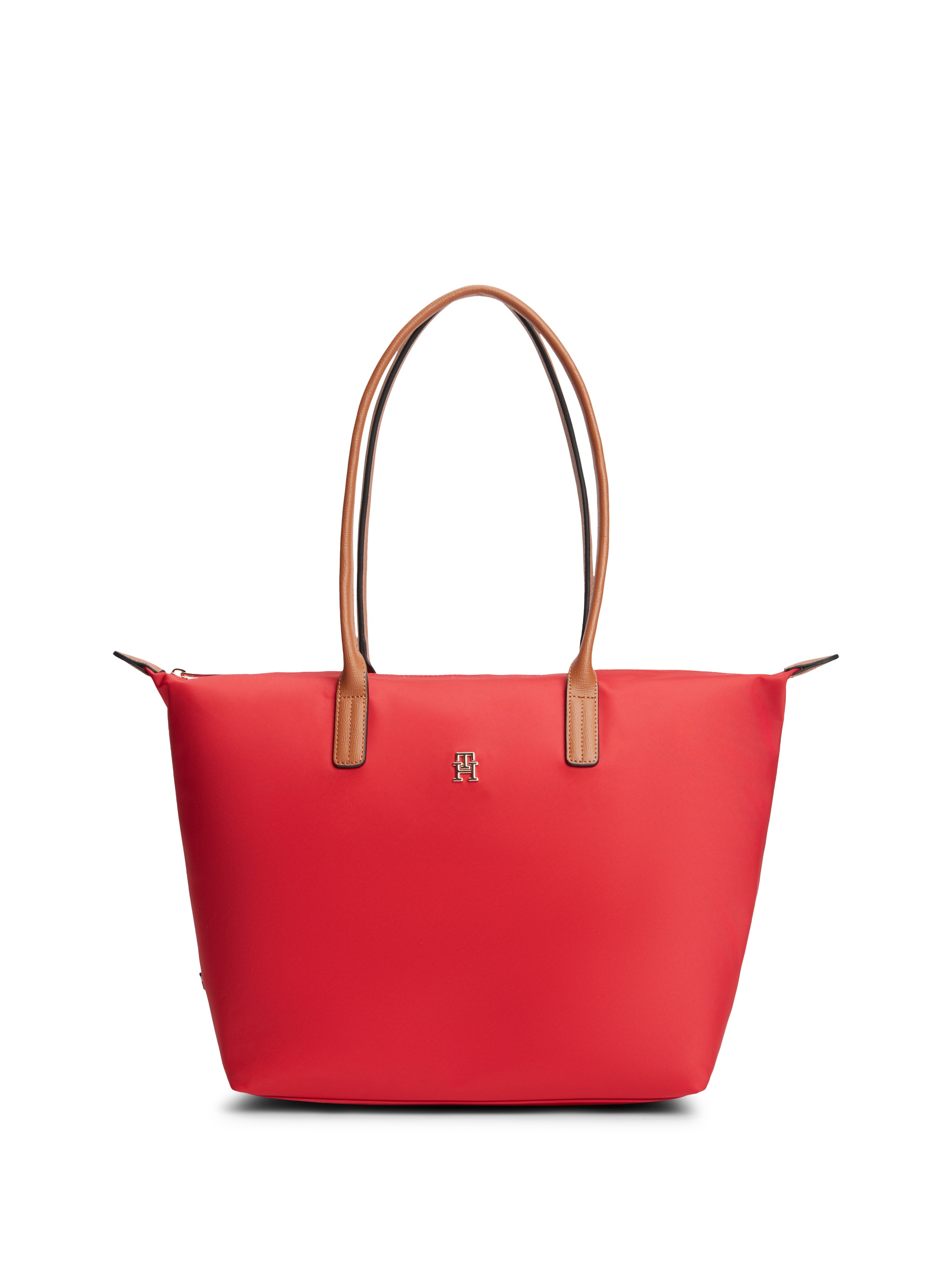 TOMMY HILFIGER Damen Tragetasche "POPETTE TOTE"rot, Leder, Nylon, Taschen, Damen Handtasche, Schultertasche mit kontrastfarbigen Henkeln