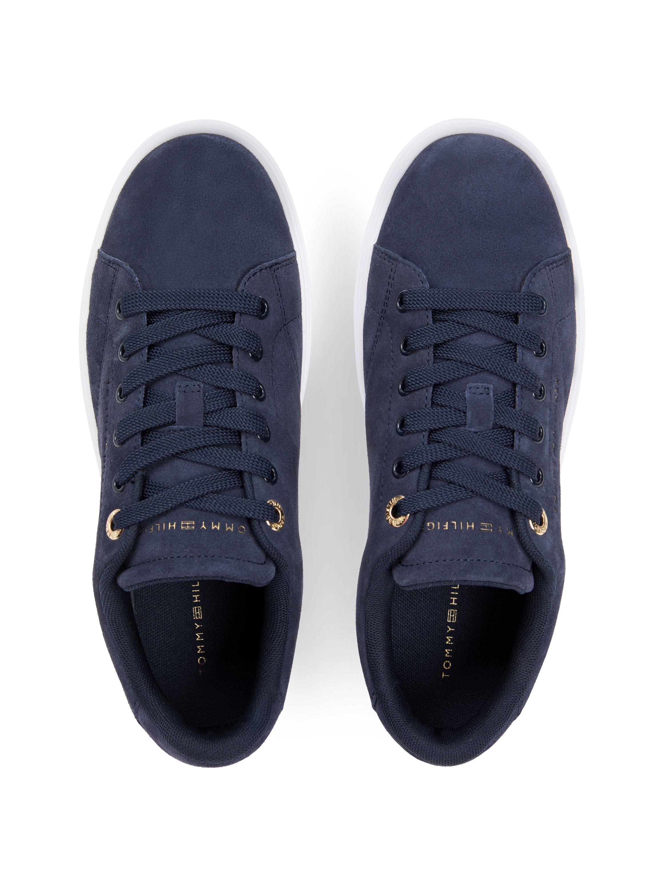 Tommy Hilfiger Plateausneaker »TH FEMININE CUPSOLE SUEDE«  Freizeitschuh, Halbschuh, Schnürer mit Logoschriftzügen