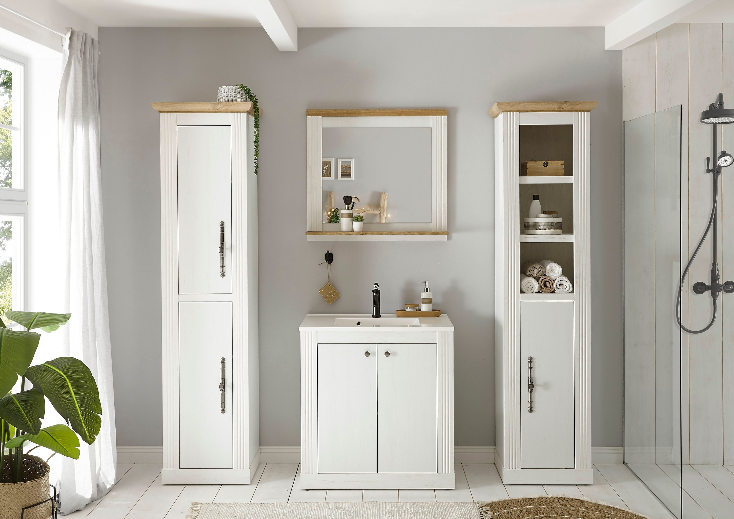 Home affaire Badmöbel-Set "WESTMINSTER, Bad im Landhausstil, 4-teiliges Bad günstig online kaufen