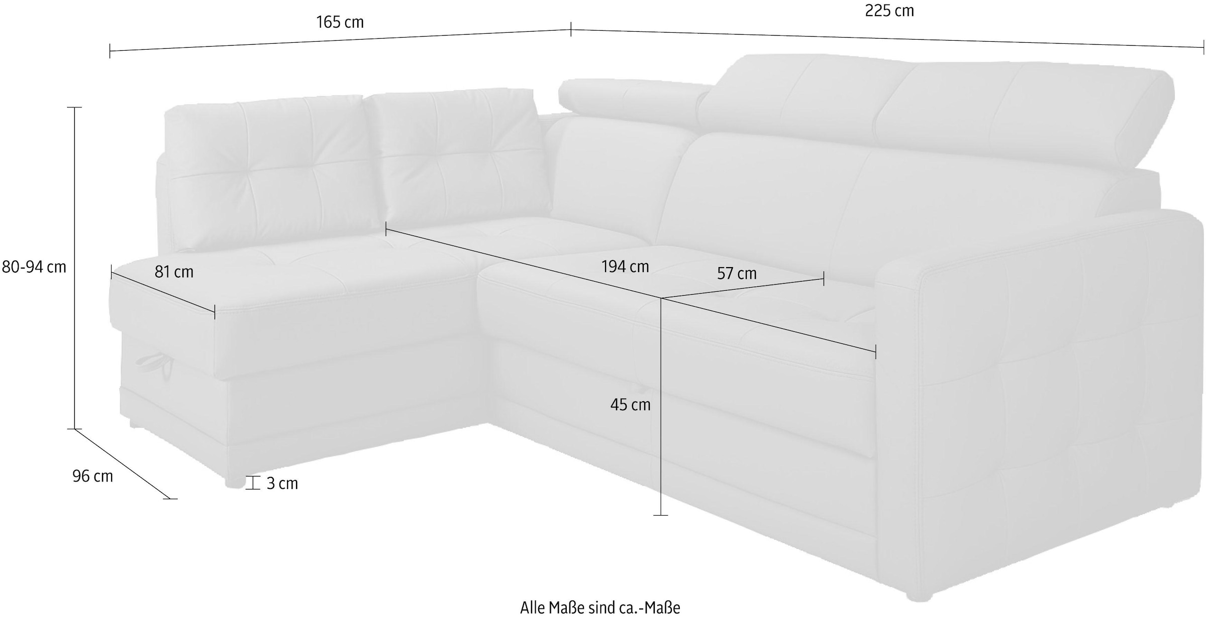 exxpo - sofa fashion Ecksofa »Arles, L-Form«, wahlweise mit Bettfunktion und Bettkasten