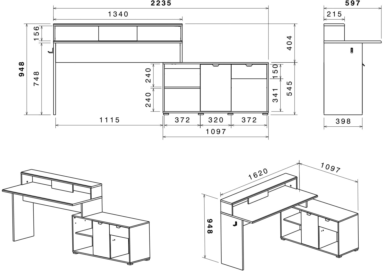 Parisot Gamingtisch »Work 11« Set, Ecklösung möglich, 2 Stk. tlg.