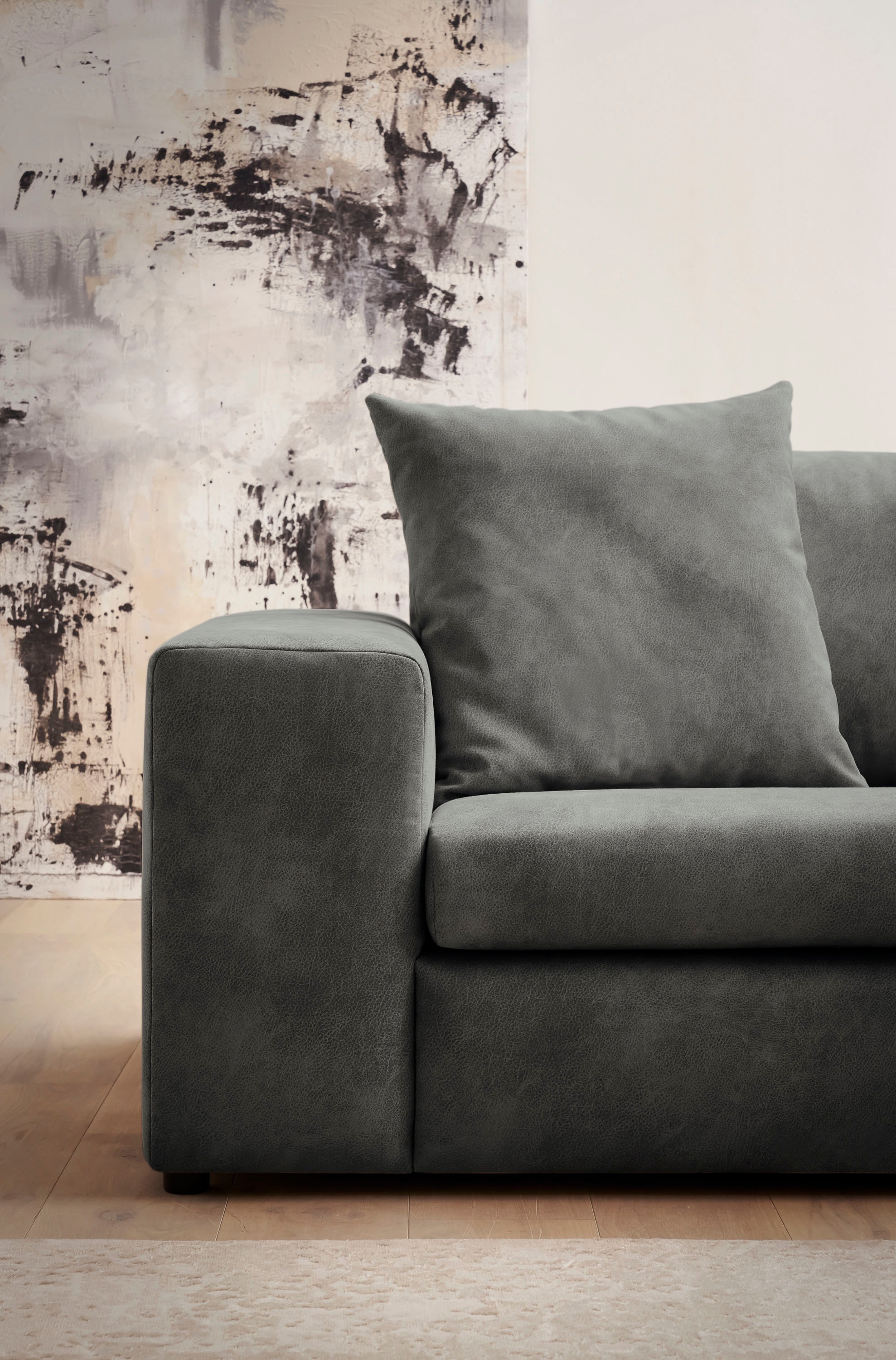 andas Ecksofa »SLEETLAND XXL in Samtvelours oder Vintage-Leder-Optik, L-Form,«, besonders groß und bequem