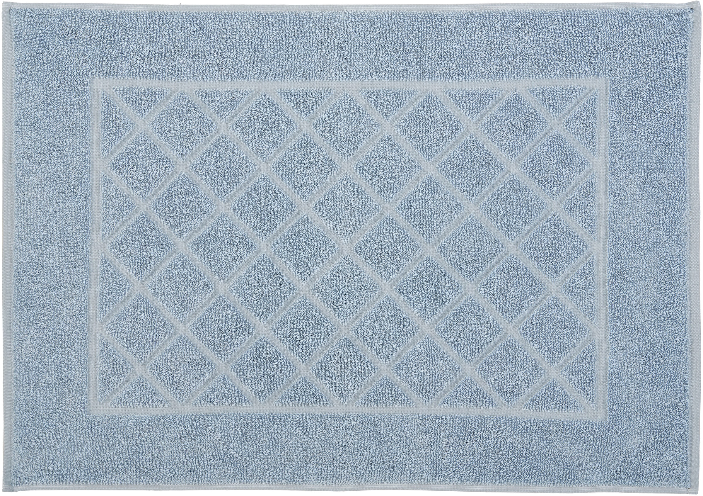 Kleine Wolke Badematte "Bridge, Badvorleger, Badezimmer Teppich" Höhe 70 mm beidseitig nutzbar fußbodenheizungsgeeignet Badteppich, Frottier-Qualität, Uni Farben, Karo Muster