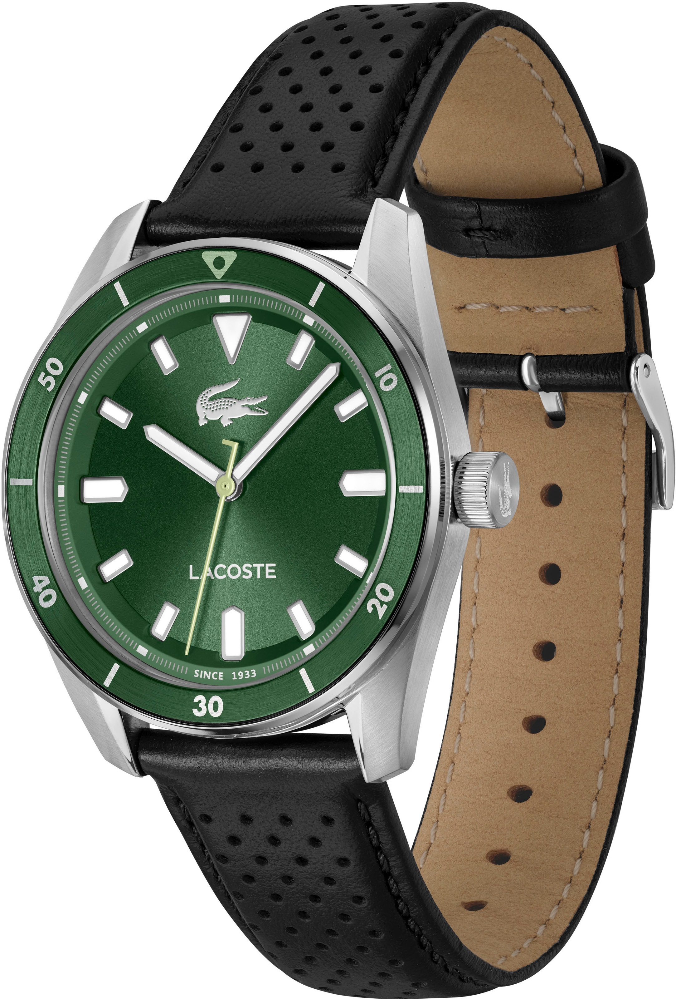 Lacoste Quarzuhr, Armbanduhr, Herrenuhr, Lederarmband, analog