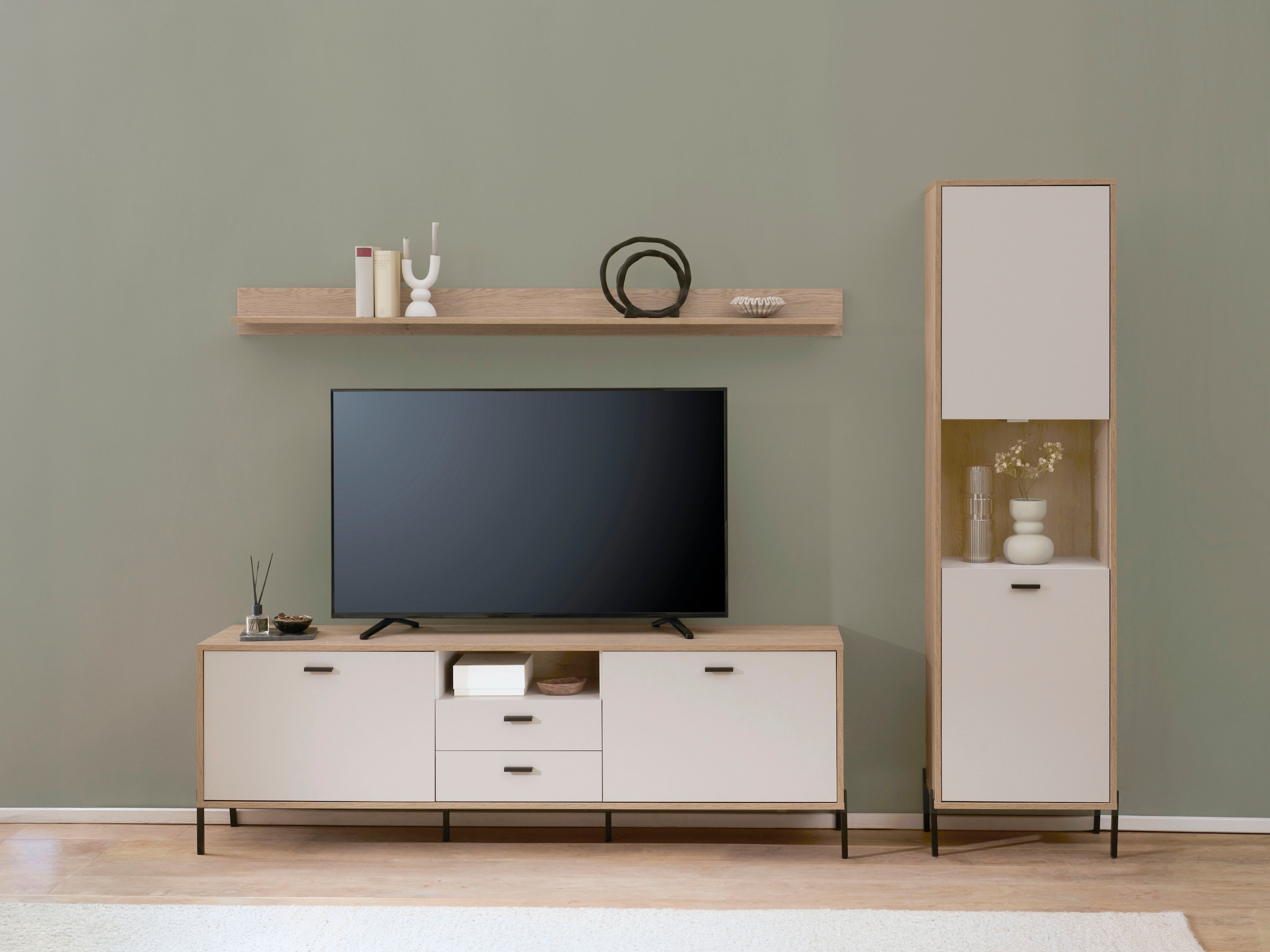 Home affaire Wohnwand »Fredericia, moderne Anbauwand, Komplettset in Kaschmir« Set, 3 Stk. tlg.
