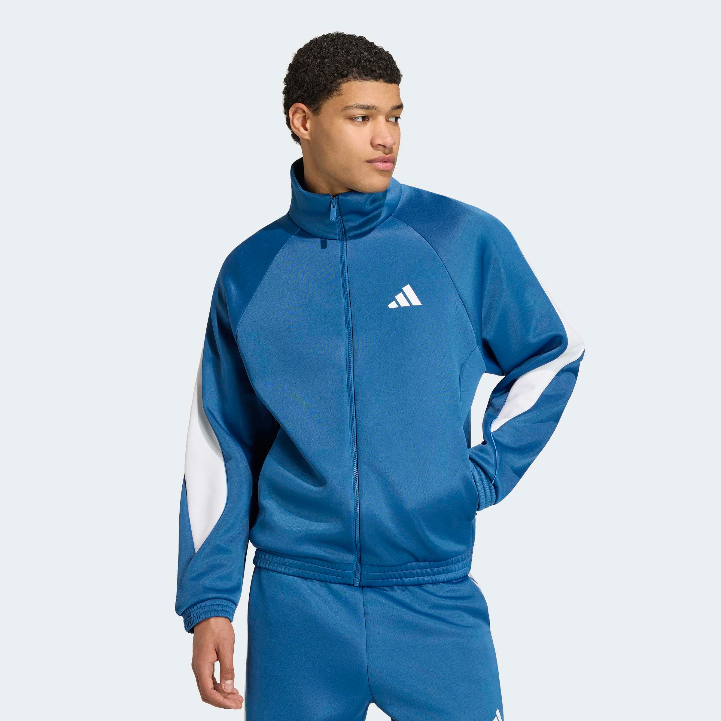 adidas Sportswear Trainingsjacke "STADIUM" mit Rollkragen, lockere Passform, aus Polyester und Baumwolle