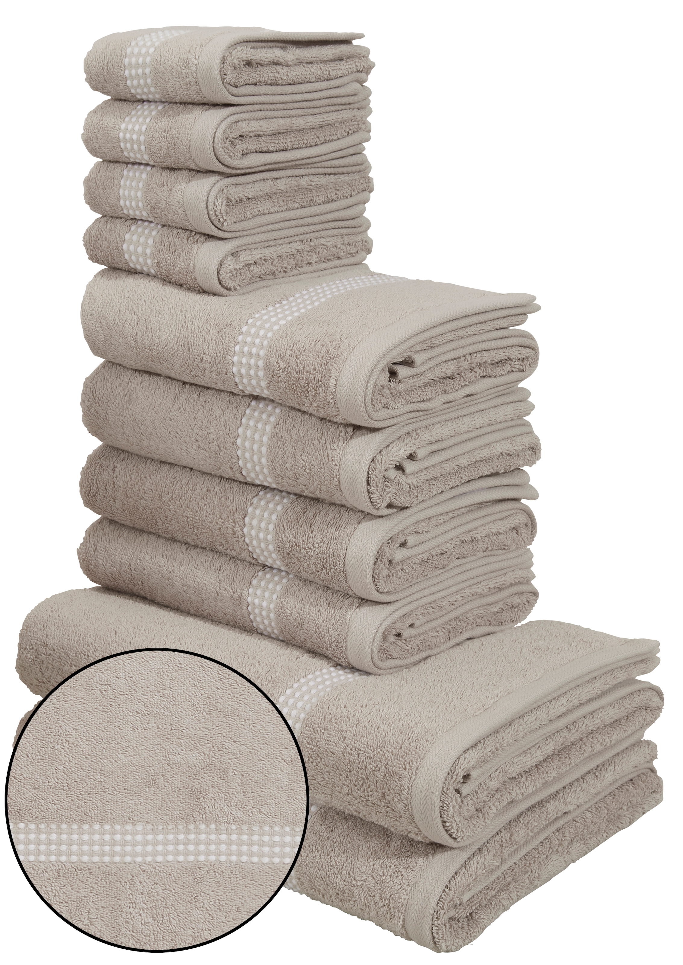 OTTO home Handtuch Set "Kapra, Premium Handtücher, 100% Baumwolle, 500 gr/m², 10-tlg." Set 10 Stk. Frottier 2 Duschtücher, 4 Handtücher, 4 Gästehandtücher, 5 Jahre Garantie