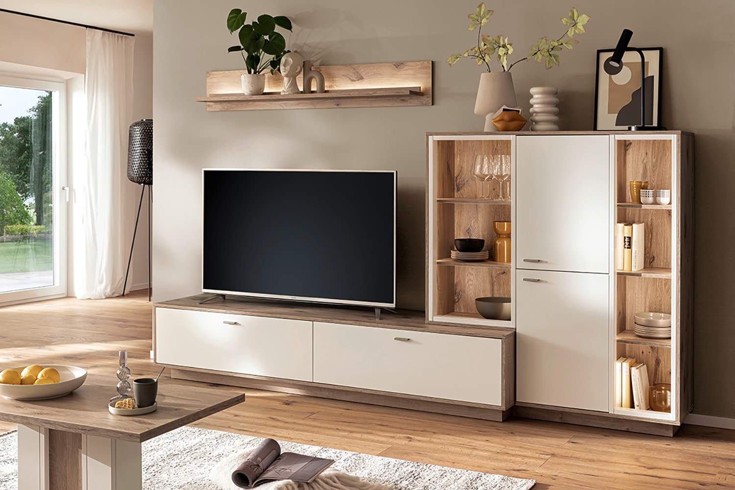MCA furniture Wohnwand »SANTERNO«, (Komplett-Set, 3 St., 3-teilg), Wohnzimmer Set (3-tlg.), Türen & Schubkästen gedämpft, Breite 287 cm