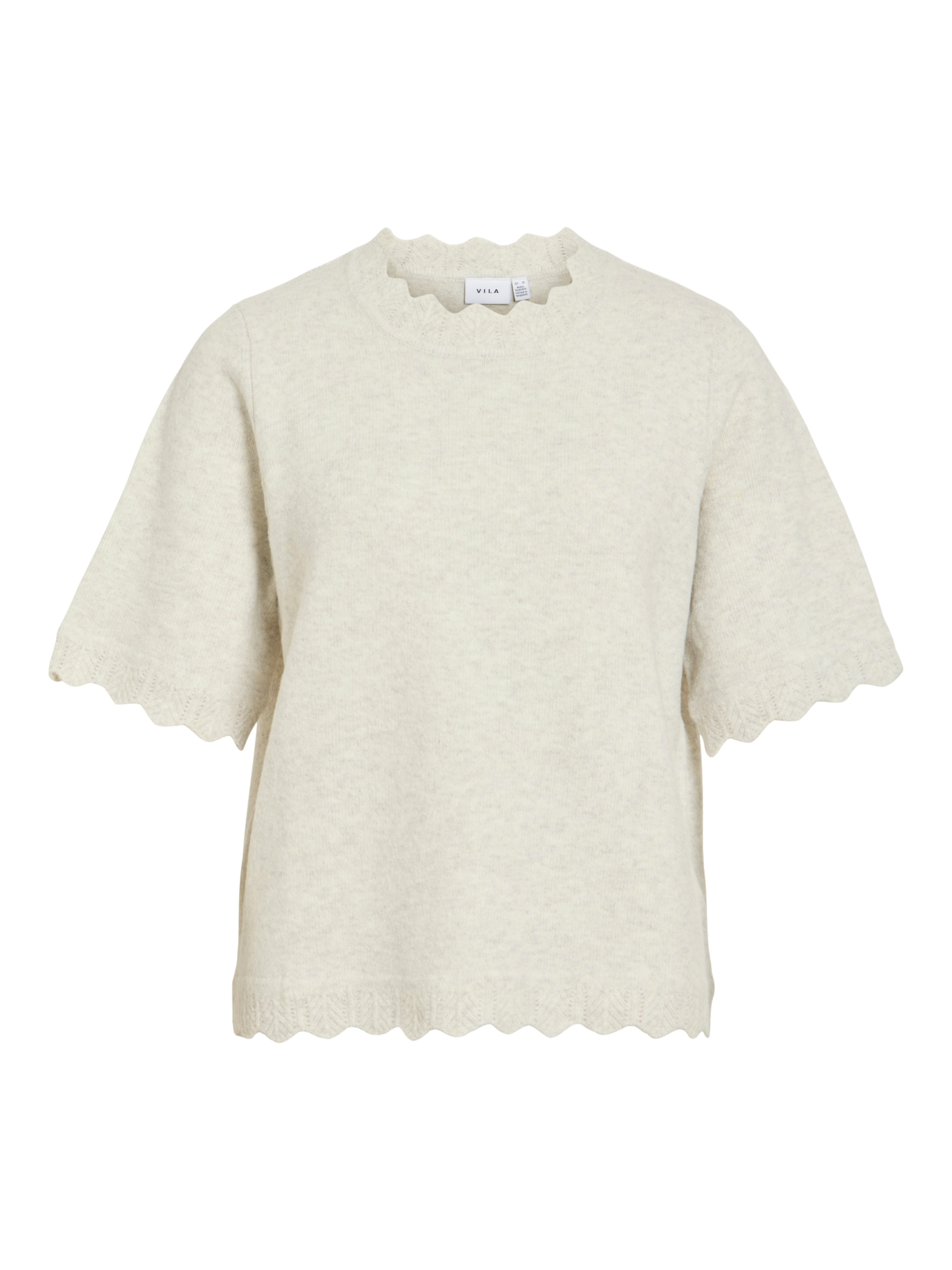 Vila Kurzarmpullover »VINIKOLINA O-NECK 2/4 KNIT TOP - NOOS« Materialmix, normal geschnitten