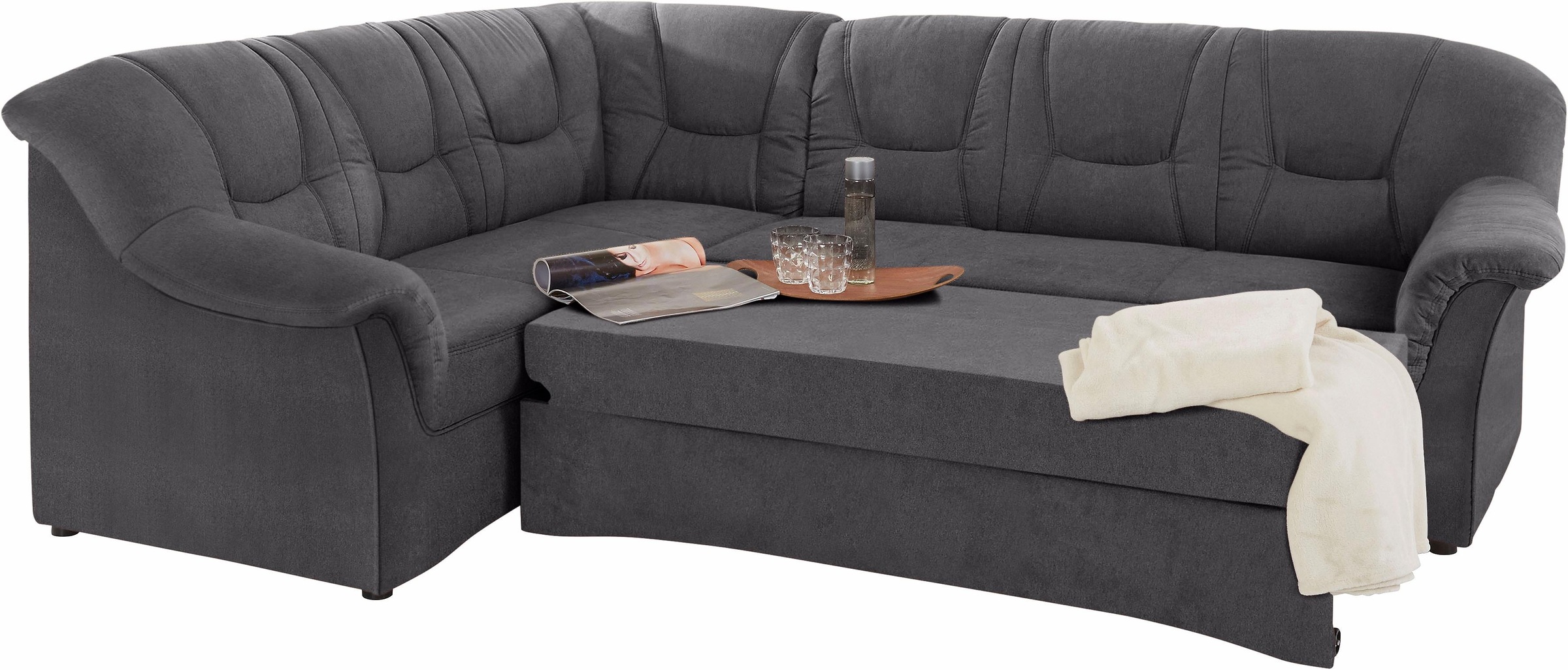 DOMO collection Ecksofa »Sarafina zeitlos und komfortabel, optional mit Federkern, L-Form«, wahlweise mit Bettfunktion