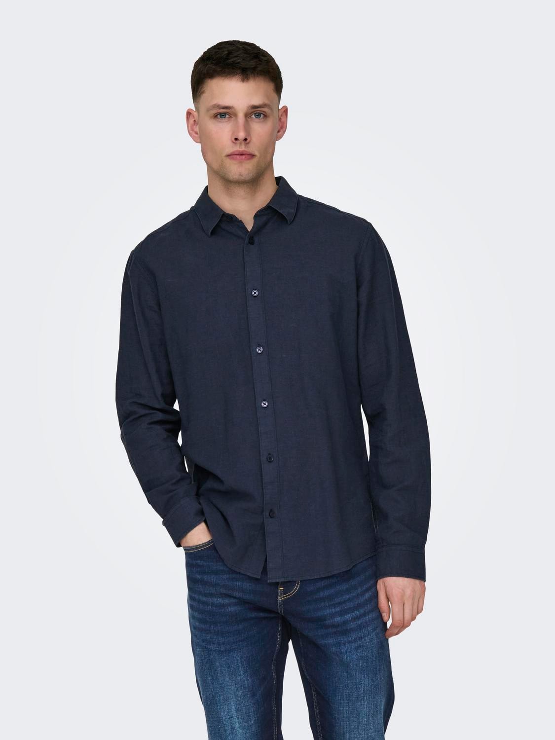 ONLY & SONS Langarmhemd "ONSCAIDEN LS SOLID LINEN SHIRT NOOS" günstig online kaufen