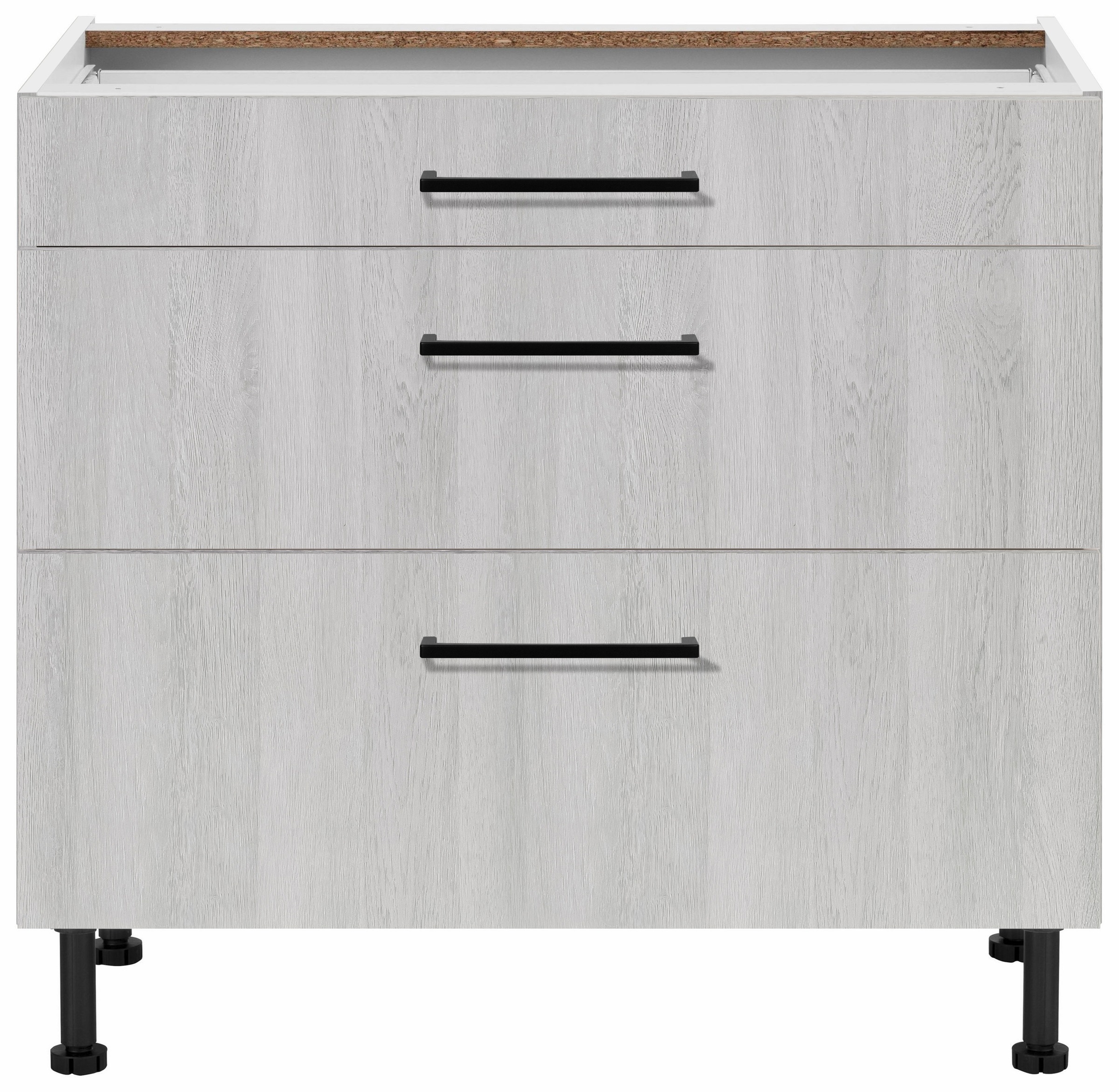 wiho Küchen Unterschrank »Nisos«, 90 cm breit, Soft-Close in Schubladen, verstellbare Füße, ohne Platte