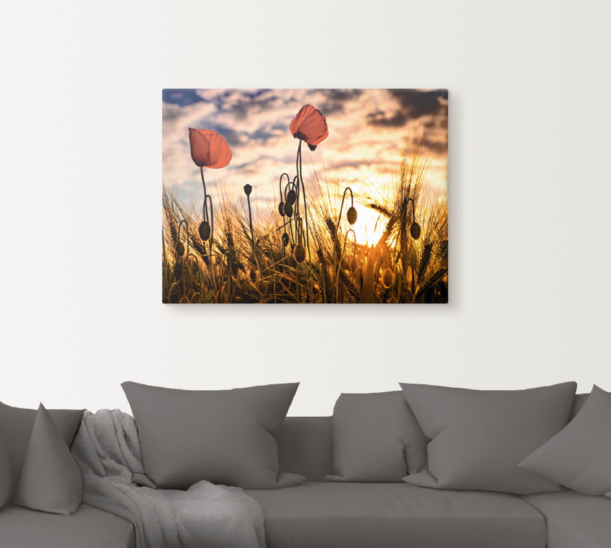 Artland Leinwandbild "Mohnblumen im Sonnenuntergang" Blumen 1 Stk. tlg. als günstig online kaufen