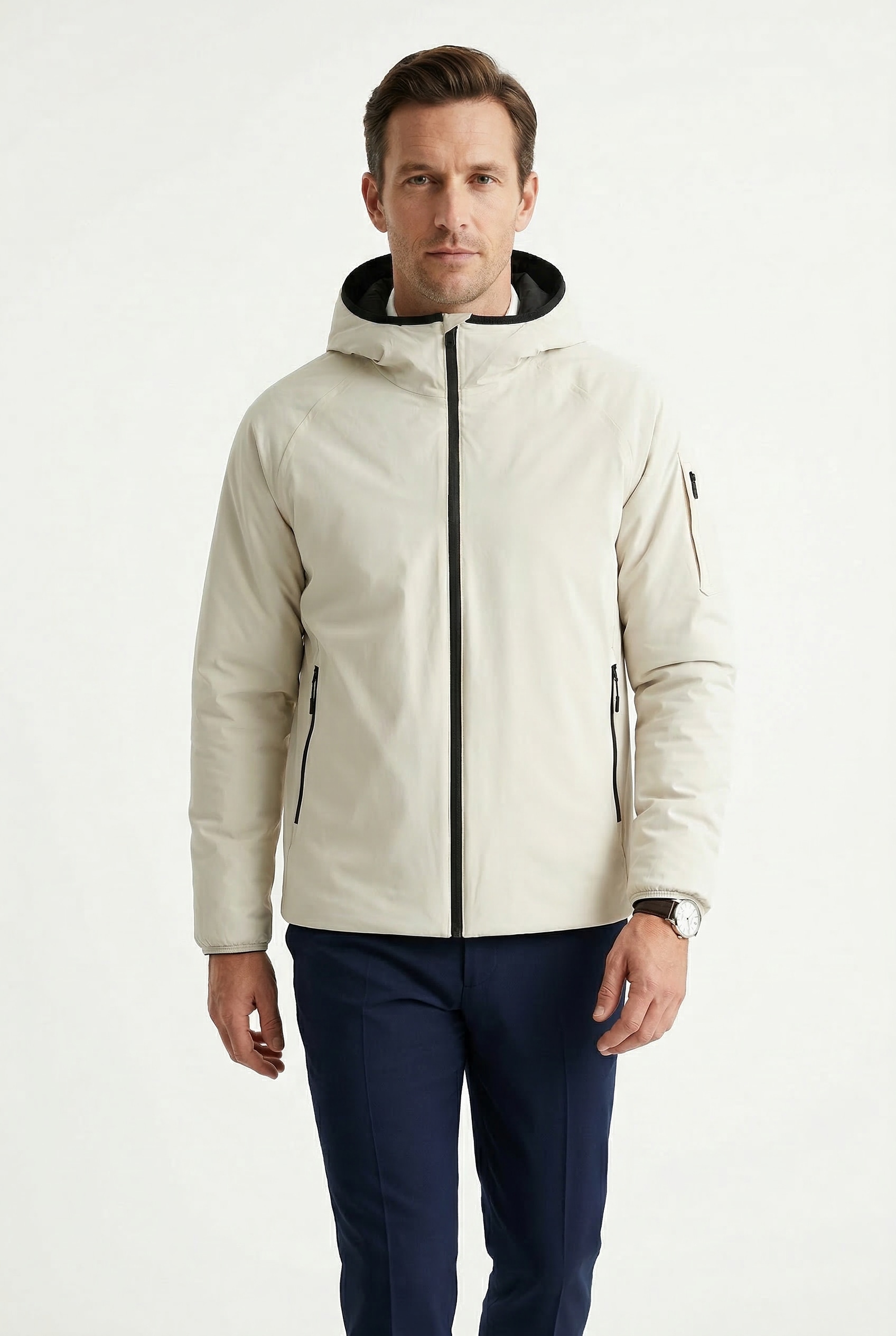 BOSS GREEN Outdoorjacke mit Kapuze leicht wattiert, 4-Wege-Stretch-Qualität, Regular Fit
