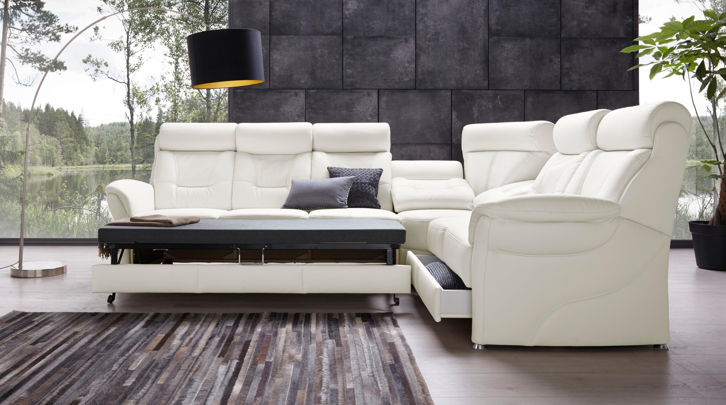 Places of Style Ecksofa »Sardinien L-Form«, mit Kopfteilverstellung, wahlweise mit Bettfunktion