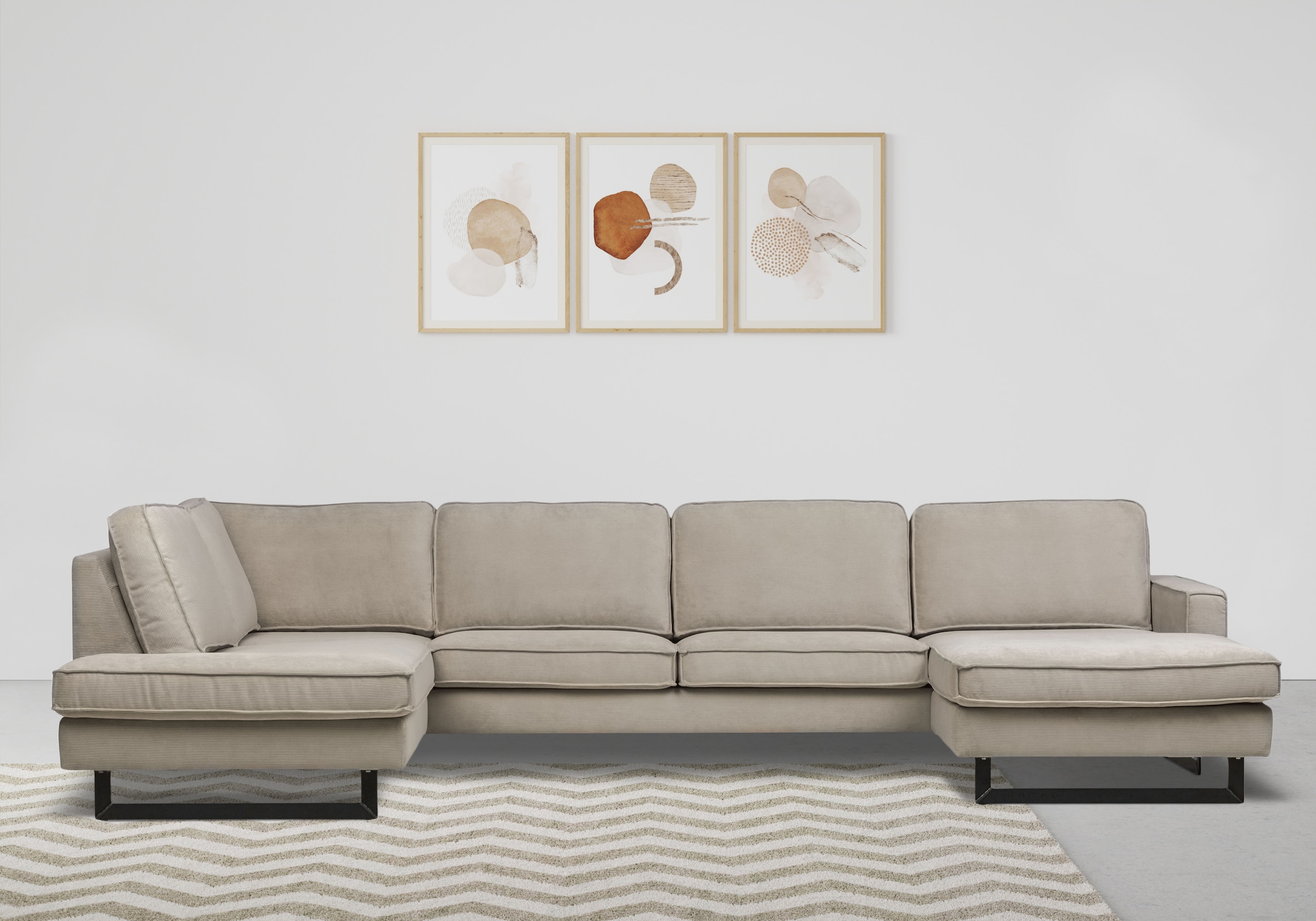 Home affaire Wohnlandschaft "Pinto, 350 cm, U-Form, XXL, mit Ottomanen" Cor günstig online kaufen