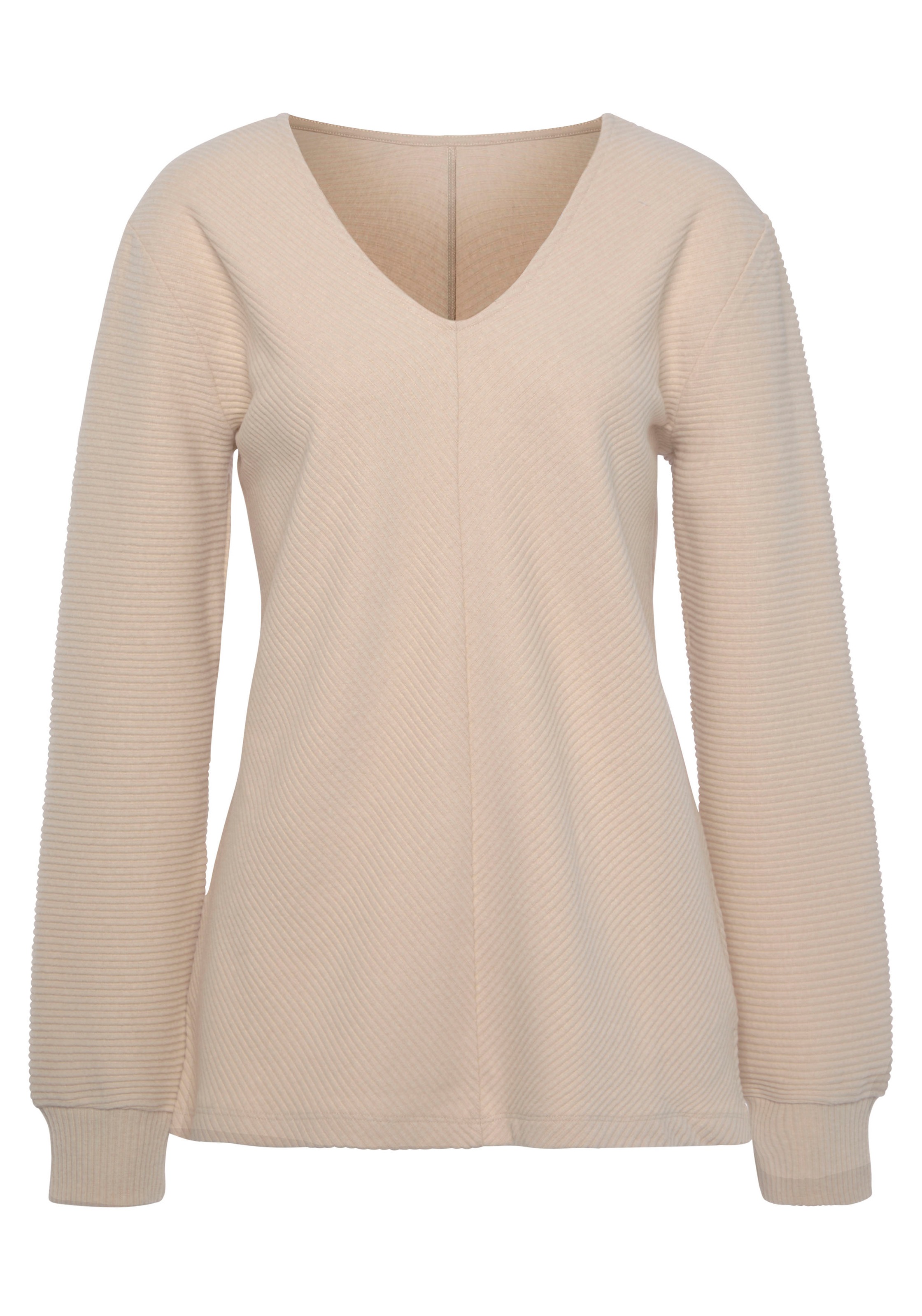s.Oliver Sweatshirt Langarmshirt mit V-Ausschnitt und weiche Rippbündchen, günstig online kaufen