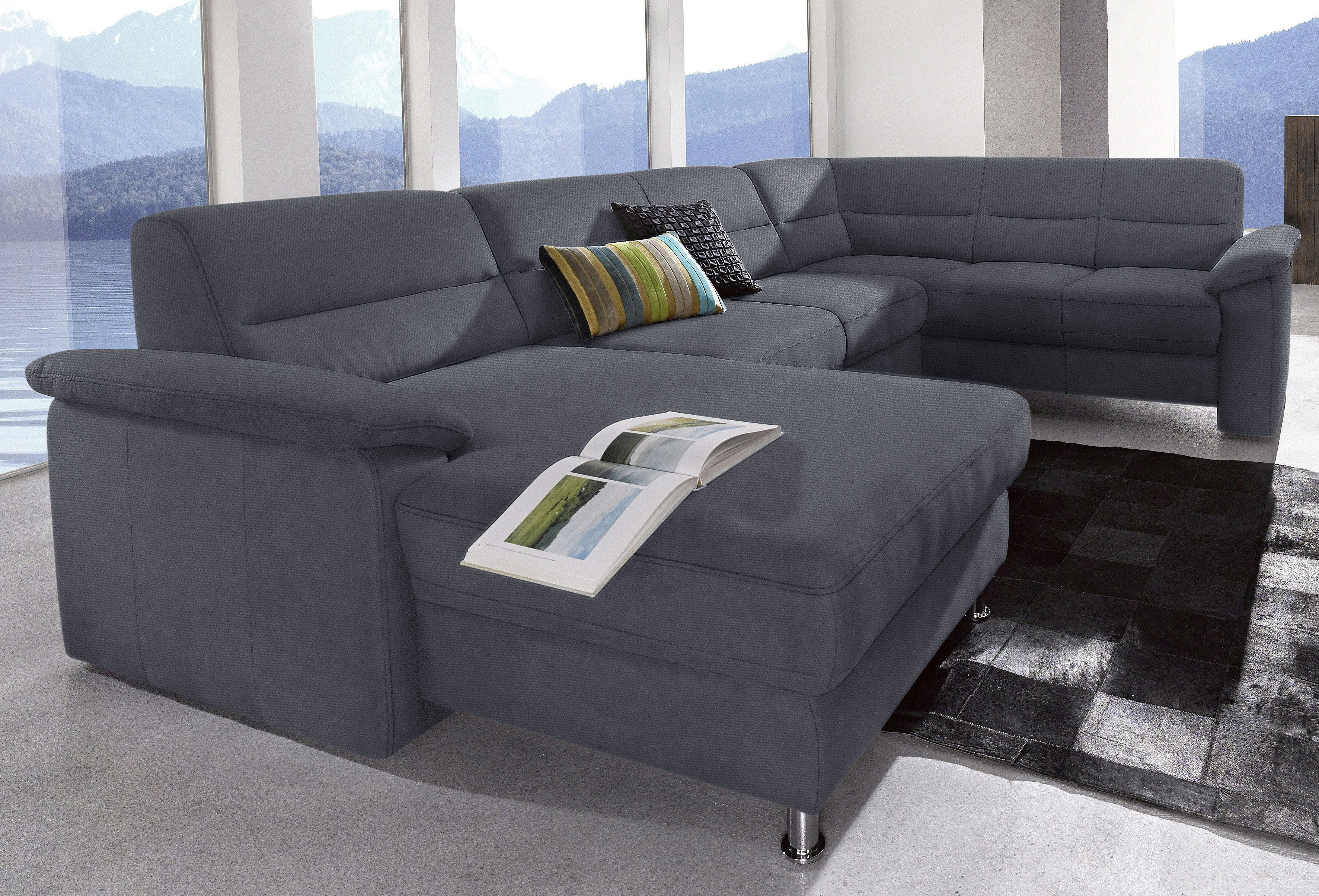 sit&more Wohnlandschaft "Ascara U-Form, B:312cm, klassisches Design, Taschenfederkernpolsterung" inklusive Boxspring/Federkern-Polsterung, wahlweise mit Schlaffunktion