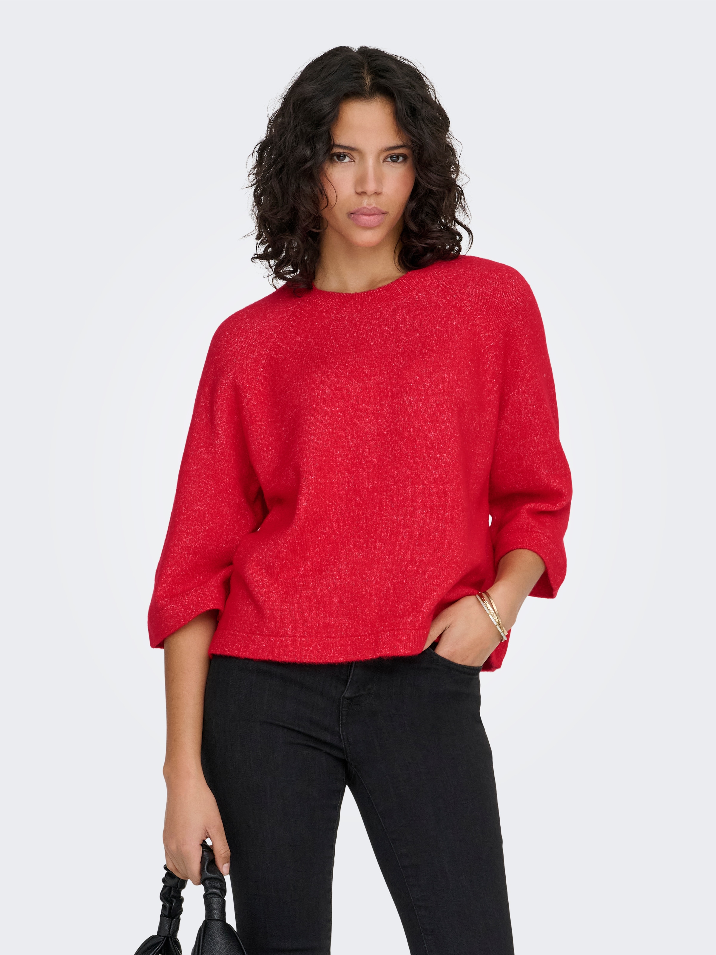 ONLY Strickpullover »ONLSIMONI 3/4 PULLOVER KNT NOOS« Materialmix, regular fit