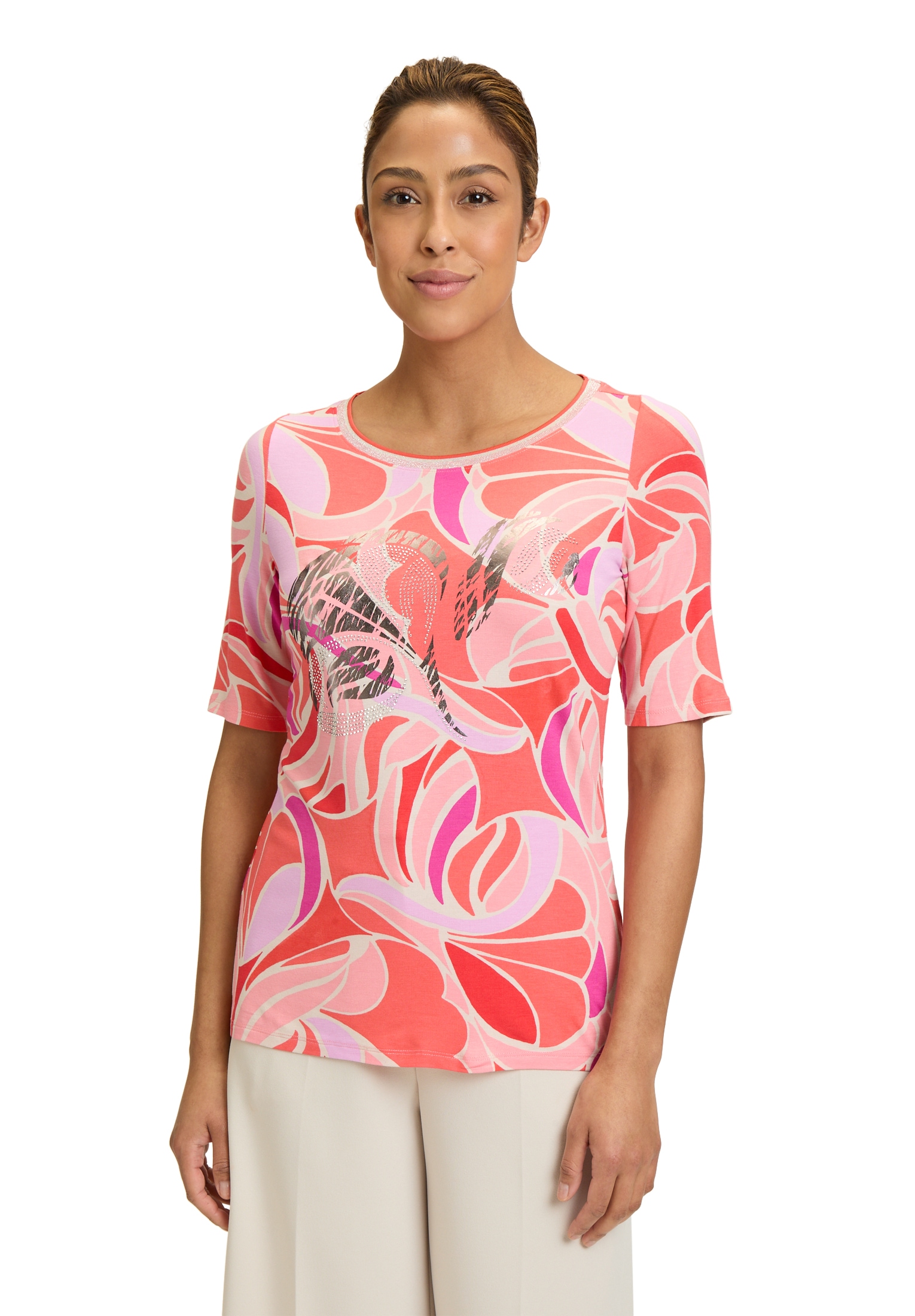 Betty Barclay Kurzarmshirt "Betty Barclay Damen Printshirt mit Schmuckstein günstig online kaufen